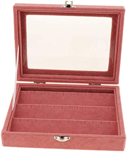 Velvet Jewelry Storage Box - Pink Earring Organizer with Hanger for Ear Studs & Jewelry Display | Perfect for Travel, Home Decor, and Gift Giving