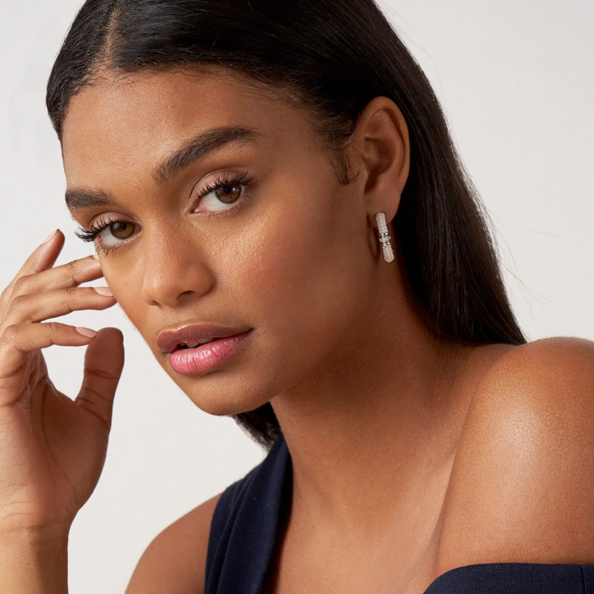 Stylish Ceramic and Diamond Hoop Earrings for Women - Elegant Everyday & Party Jewelry - Perfect for Gifts, Date Nights & Special Occasions