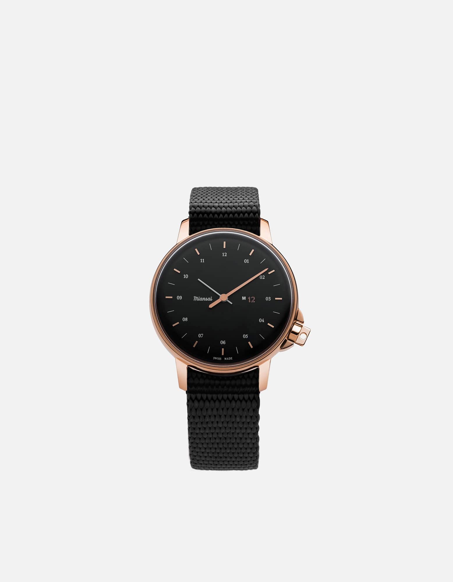 M12 Swiss Rose Black Nylon Watch Band - Premium Replacement Strap for Smartwatches & Fitness Trackers - Perfect for Workouts, Office Wear & Everyday Use