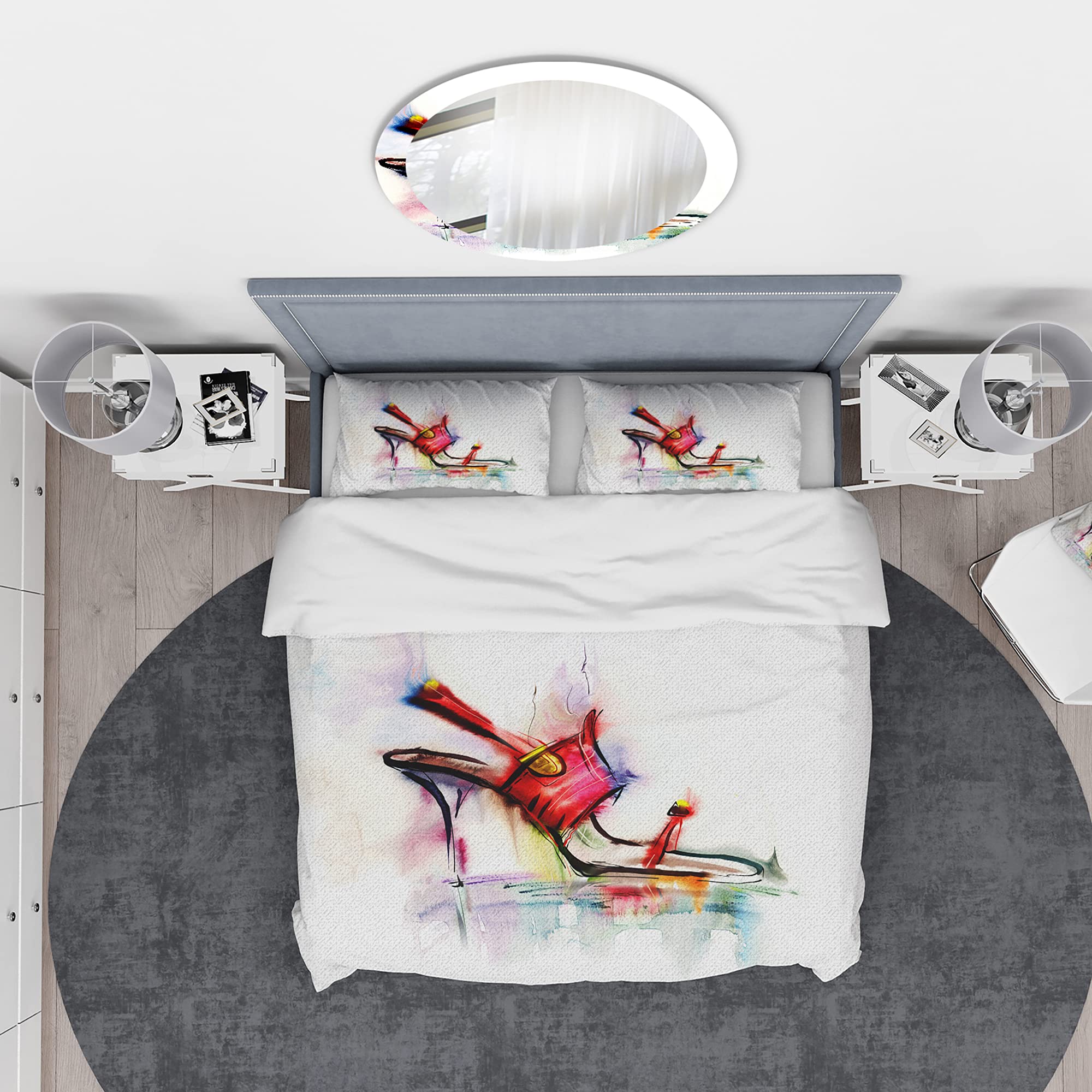 Red High Heel Shoe Duvet Cover Set King - Abstract Bedding for Modern Bedrooms