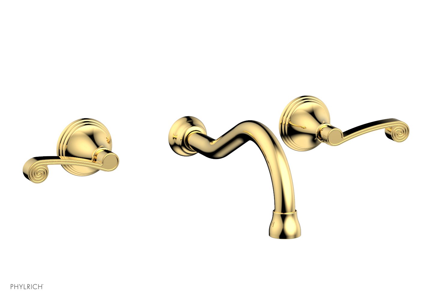 3RING Wall Lavatory Faucet Set with Curved Lever Handles - DWL206 - Perfect for Bathroom Sink, Powder Room and Guest Bath Installation