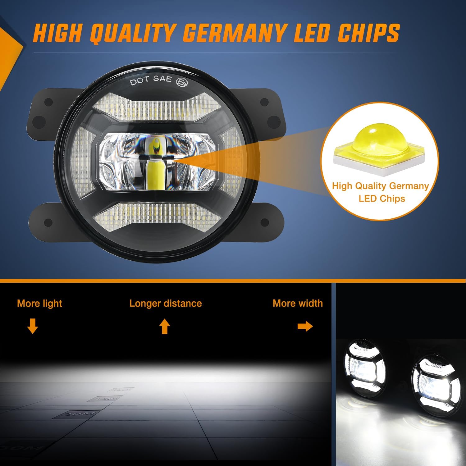 Jeep Wrangler JK TJ LJ DRL Fog Light Assembly for 2007-2018 Models - Upgrade Your Off-Road Lighting for Night Driving & Adventure