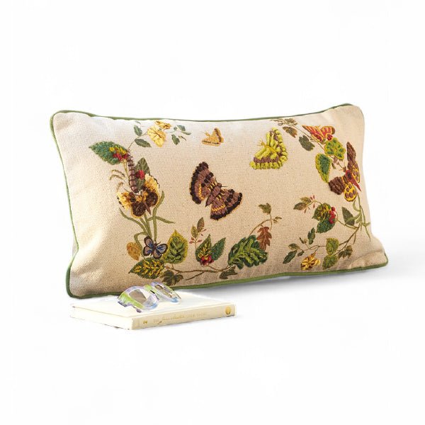 Embroidered Butterfly Pillow - Soft Decorative Throw Pillow for Bed, Couch & Nursery - Boho Home Decor Gift for Women & Girls