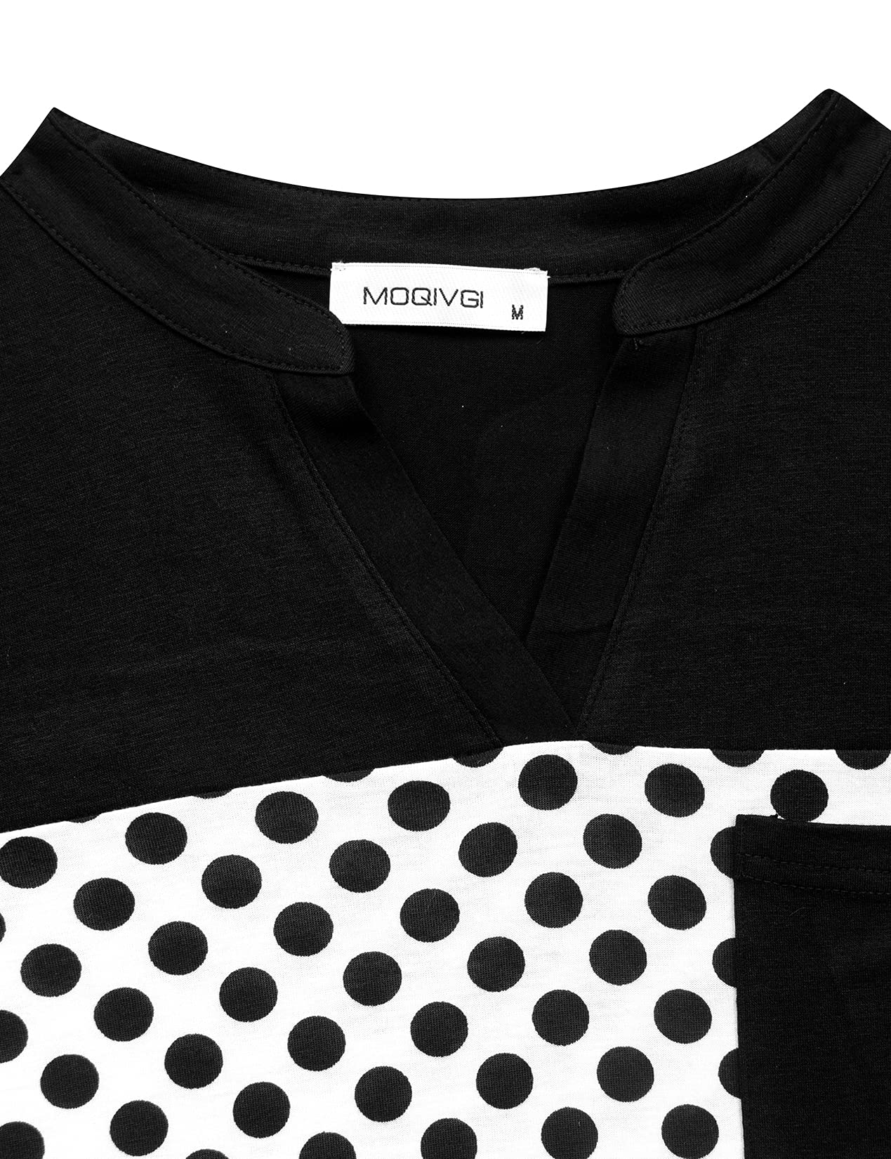MOQIVGI Women's Roll Up Long Sleeve V Neck Patchwork Blouse - Stylish Casual & Office Tops for Spring & Fall | Work, Date Night & Weekend Outfits | Perfect for Business Meetings, Cocktail Parties, Brunch Dates & Layering | Versatile for Office Wear, Seasonal Transitions & Everyday Fashion | Great for Professional Settings, Social Events & Daily Style