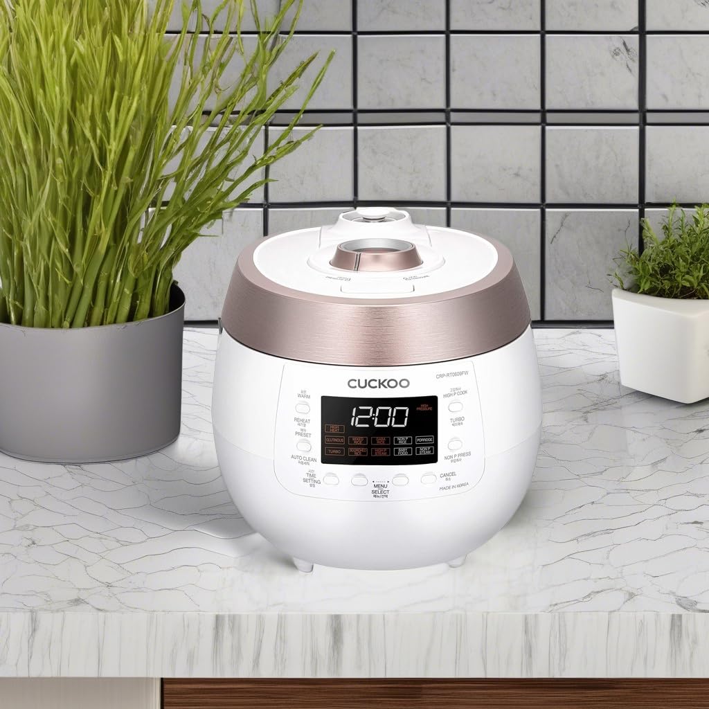 Cuckoo CRP-RT0609FW 6-Cup Twin Pressure Rice Cooker with Warmer - High Heat, GABA, Mixed, Scorched, Turbo, Porridge & Baby Food Modes | Korean-Made White Renewed Model | Perfect for Family Meals, Healthy Cooking & Meal Prep