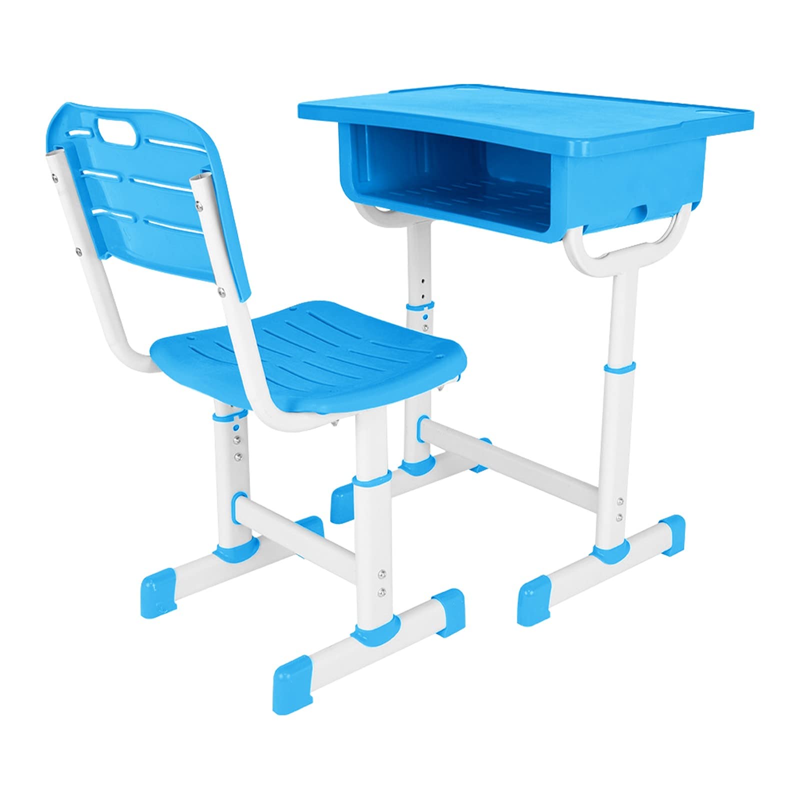 Adjustable Kids Study Desk and Chair Set with Large Storage Drawer - Ergonomic Writing Table for Children, Height-Adjustable Learning Furniture (Sky Blue) - Perfect for Homeschooling, Online Classes & Bedroom Study Space