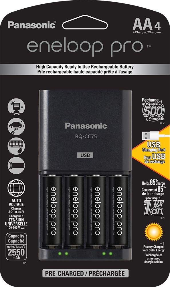 Panasonic Eneloop Pro AA High Capacity Ni-MH Rechargeable Batteries (12 Pack) with Advanced USB Battery Charger - Perfect for Digital Cameras, Gaming Controllers & Smart Home Devices