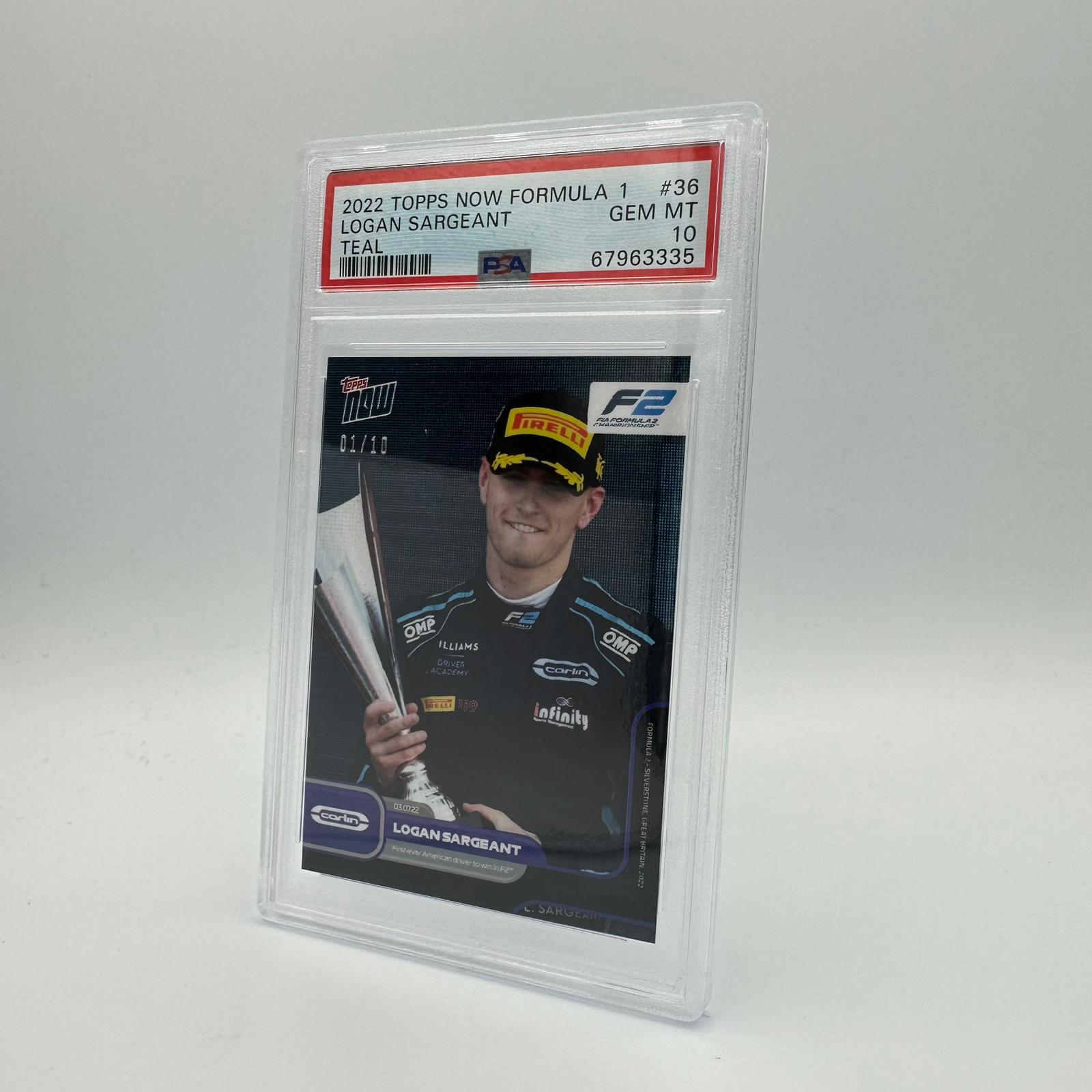 Logan Sargeant Rookie Card PSA 10 1/10 Teal #3 - Perfect for F1 Collectors, Racing Fans & Sports Memorabilia Enthusiasts