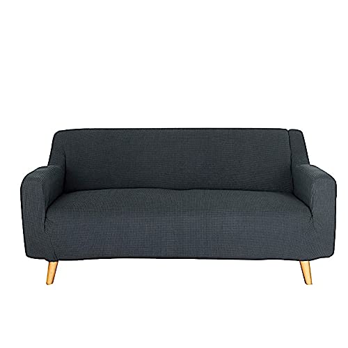 Charcoal Gray Spandex Jacquard Stretch Sofa Slipcover - 1-Piece Furniture Protector for 2 Seater Couch - Breathable, Washable Sofa Cover for Living Room, Home Decor & Pet Protection