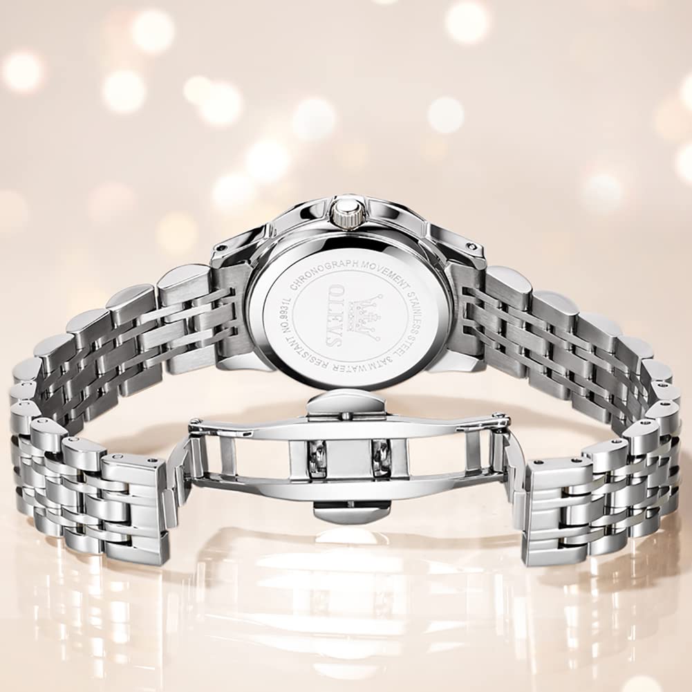 OLEVS Women's Fashion Stainless Steel Analog Quartz Watch - Elegant Small Wrist Watch for Ladies, Perfect for Office, Party & Daily Wear