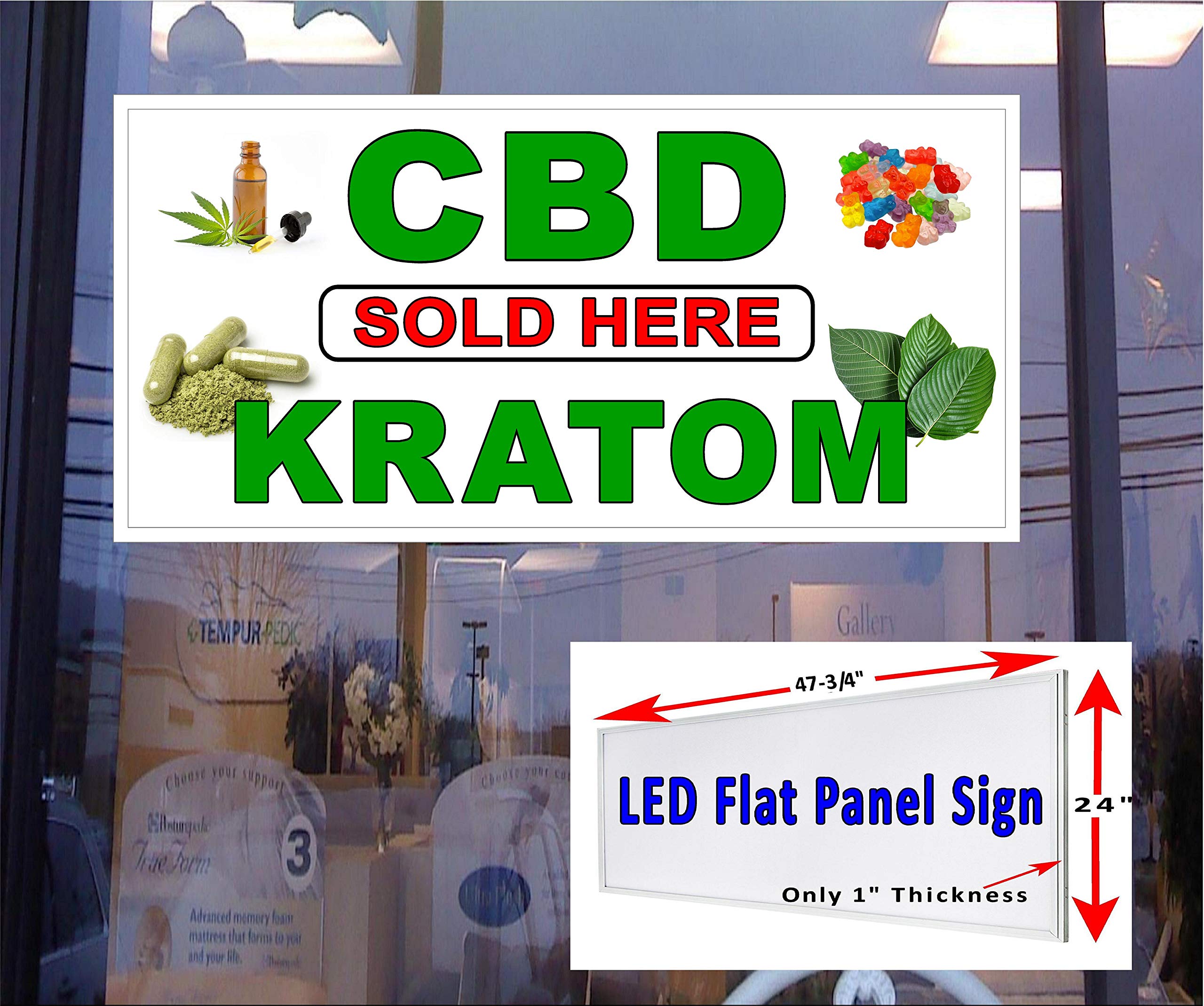 Premium CBD & Kratom LED Light Box Sign - 48