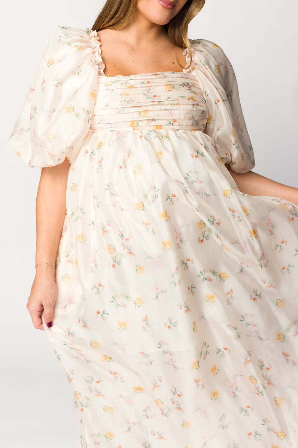 Melody Maxi Dress with Pleats & Bow Detail - Yellow Rose Floral Print | Bump Friendly Maternity Dress | Inclusive Sizing S-3XL | Perfect for Weddings, Baby Showers & Summer Vacations