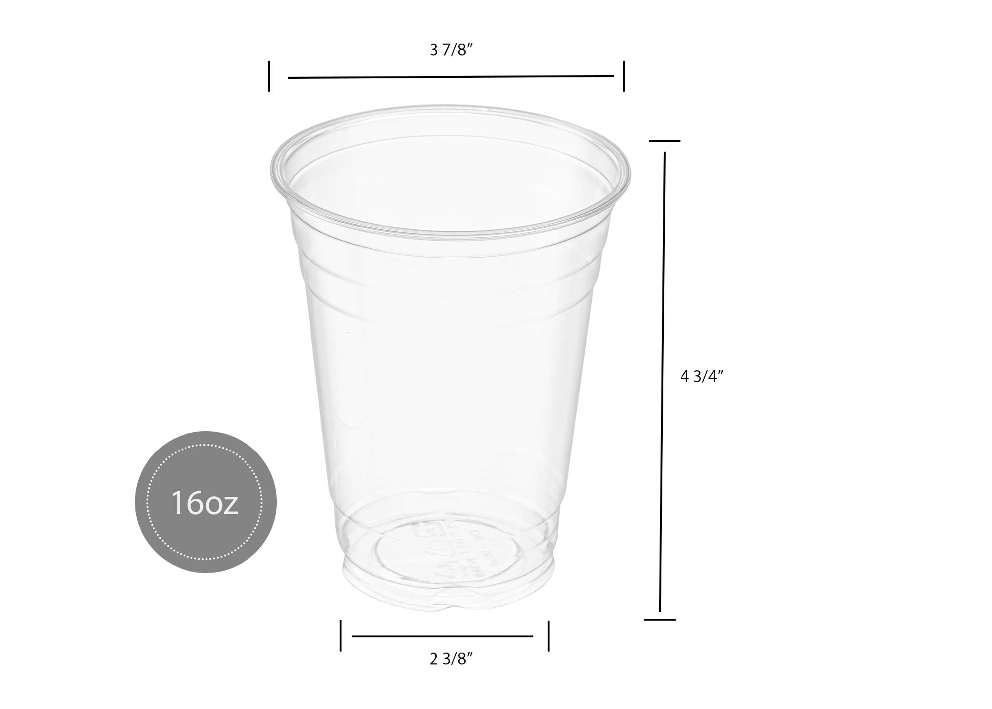 100-Pack 16oz Clear PET Plastic Cups for Iced Coffee, Cold Drinks, Smoothies & Slushies - Disposable Party Cups for Events, BBQs, Picnics & Home Use