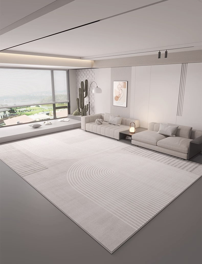 Modern Abstract Geometric Area Rugs - Grey Contemporary Floor Covering for Living Room, Bedroom & Dining Room - Soft Non-Slip Home Decor for Apartments, Office & Dorm