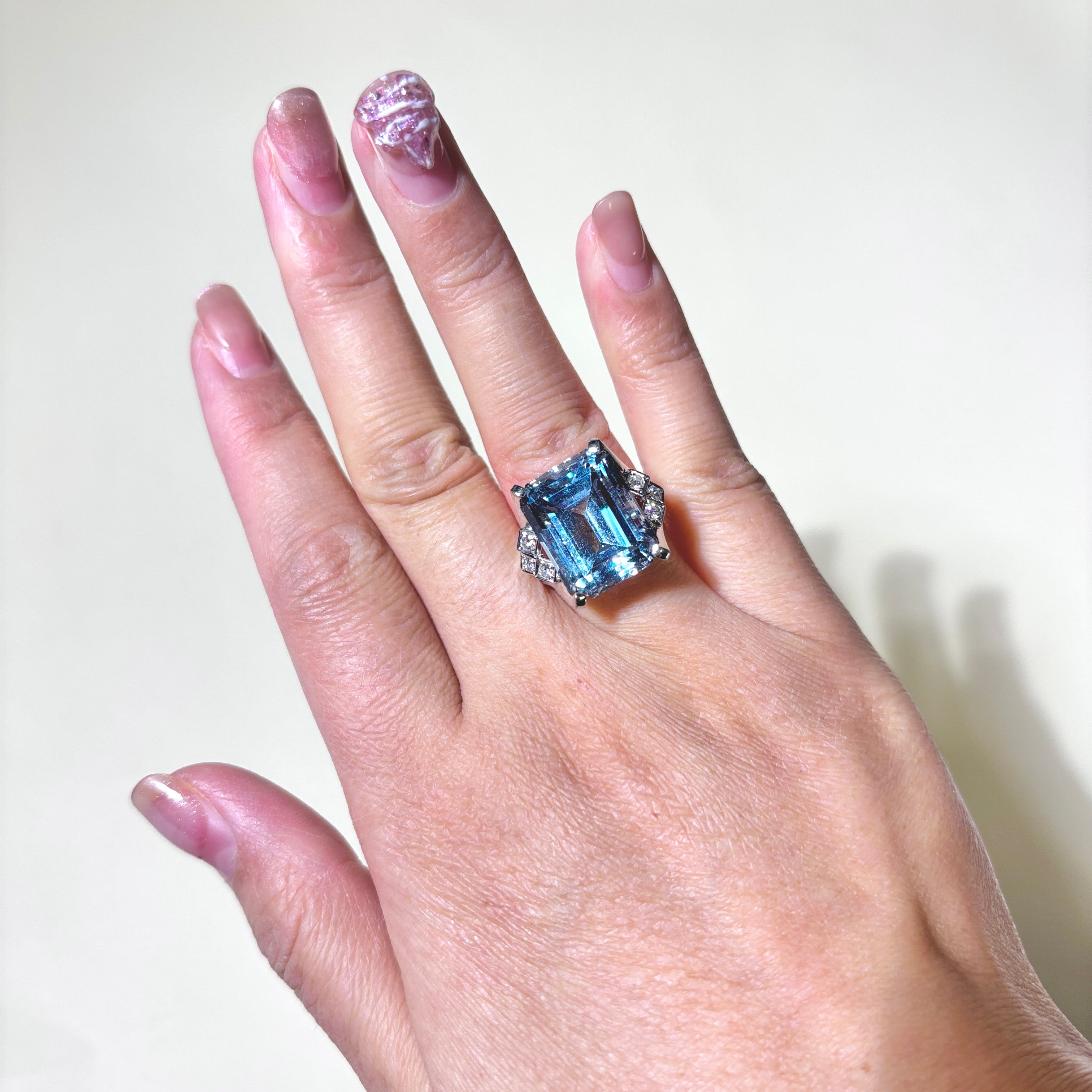 22.00ct Synthetic Spinel & 0.16ctw Diamond Cocktail Ring - Size 6.5 | Elegant Evening Party Jewelry for Women | Perfect for Weddings, Anniversaries & Special Occasions