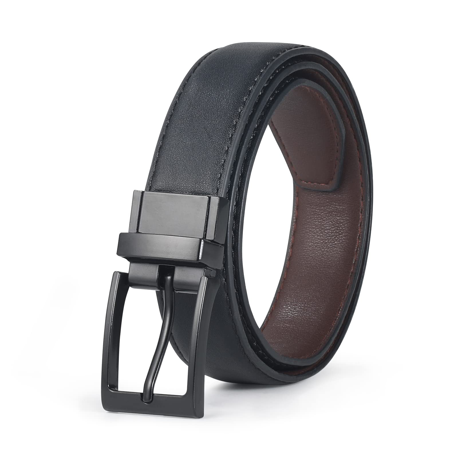 AWAYTR Reversible Kids Belts for Boys - Adjustable Black & Brown Leather Belt for School Uniform, Casual Jeans & Dress Pants | Perfect for School, Play & Everyday Wear