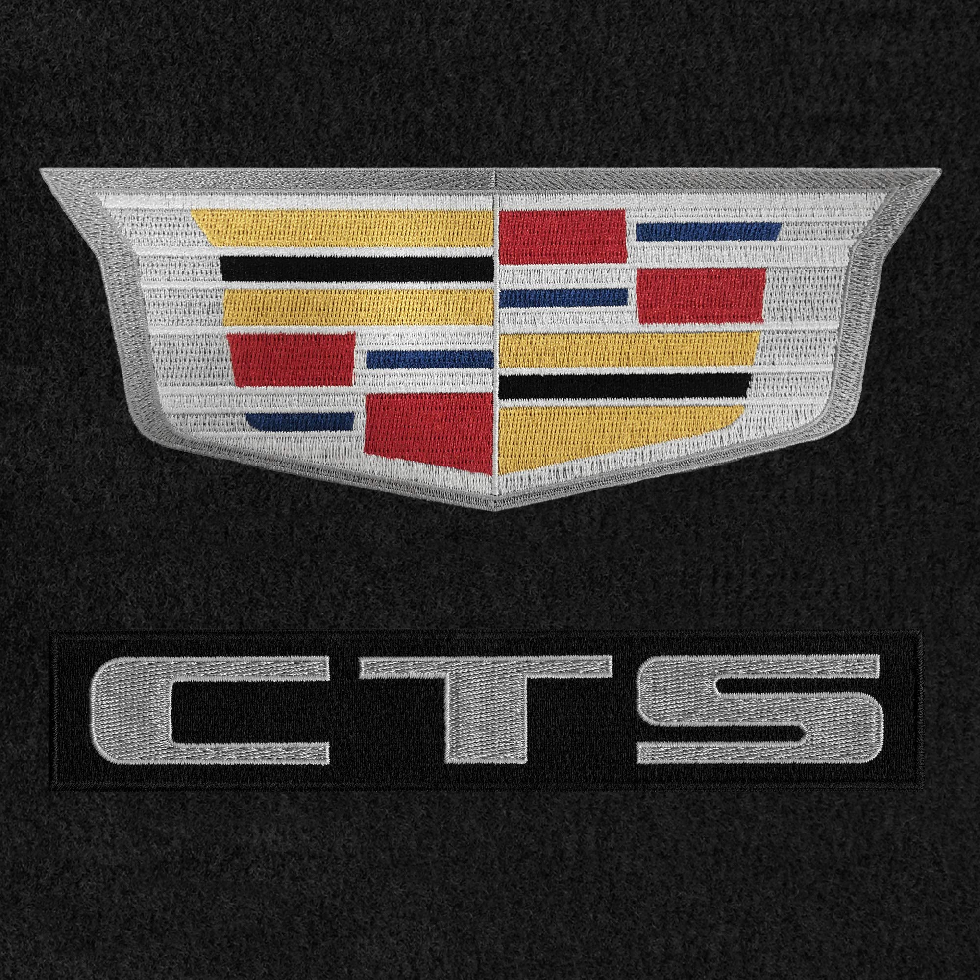 Premium Custom-Fit Carpeted Floor Mats for Cadillac CTS/CTS-V Sedan (2015-2020) - Luxury Car Floor Liners with Large Emblem in Charcoal - Perfect for Trunk Protection & Enhanced Interior Style