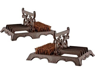 Dual Esschert Design Cast Iron Boot Brushes with Scrapers - Heavy Duty Outdoor Shoe Cleaner for Mud, Snow & Dirt - Perfect for Entryways, Farms & Hunting Cabins
