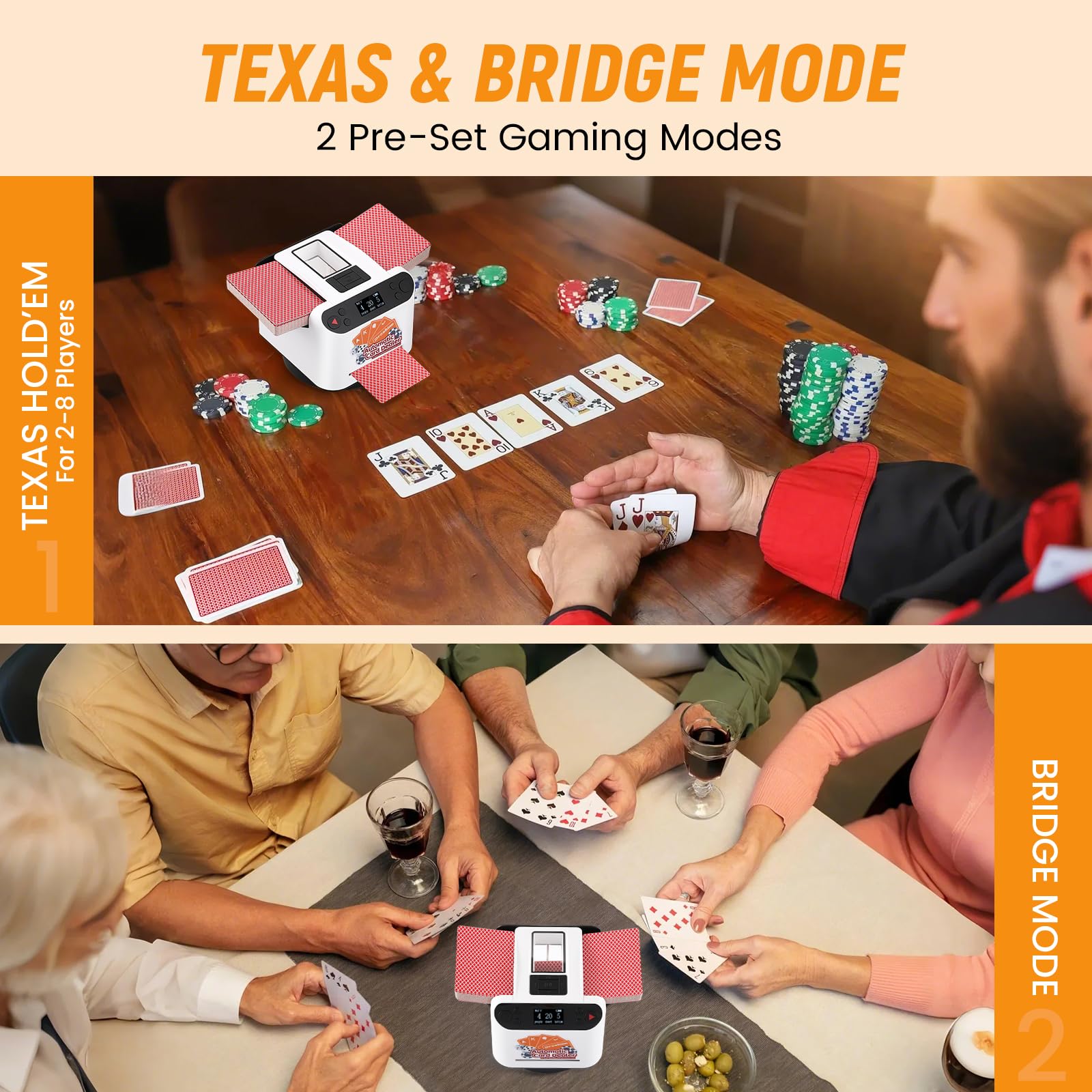 2025 Automatic Card Shuffler and Dealer Machine for 12 Players with 4 Remote Controllers - Rechargeable Texas Holdem, Blackjack & Bridge Card Game Accessory | Perfect for Casino Nights, Poker Parties & Home Game Entertainment