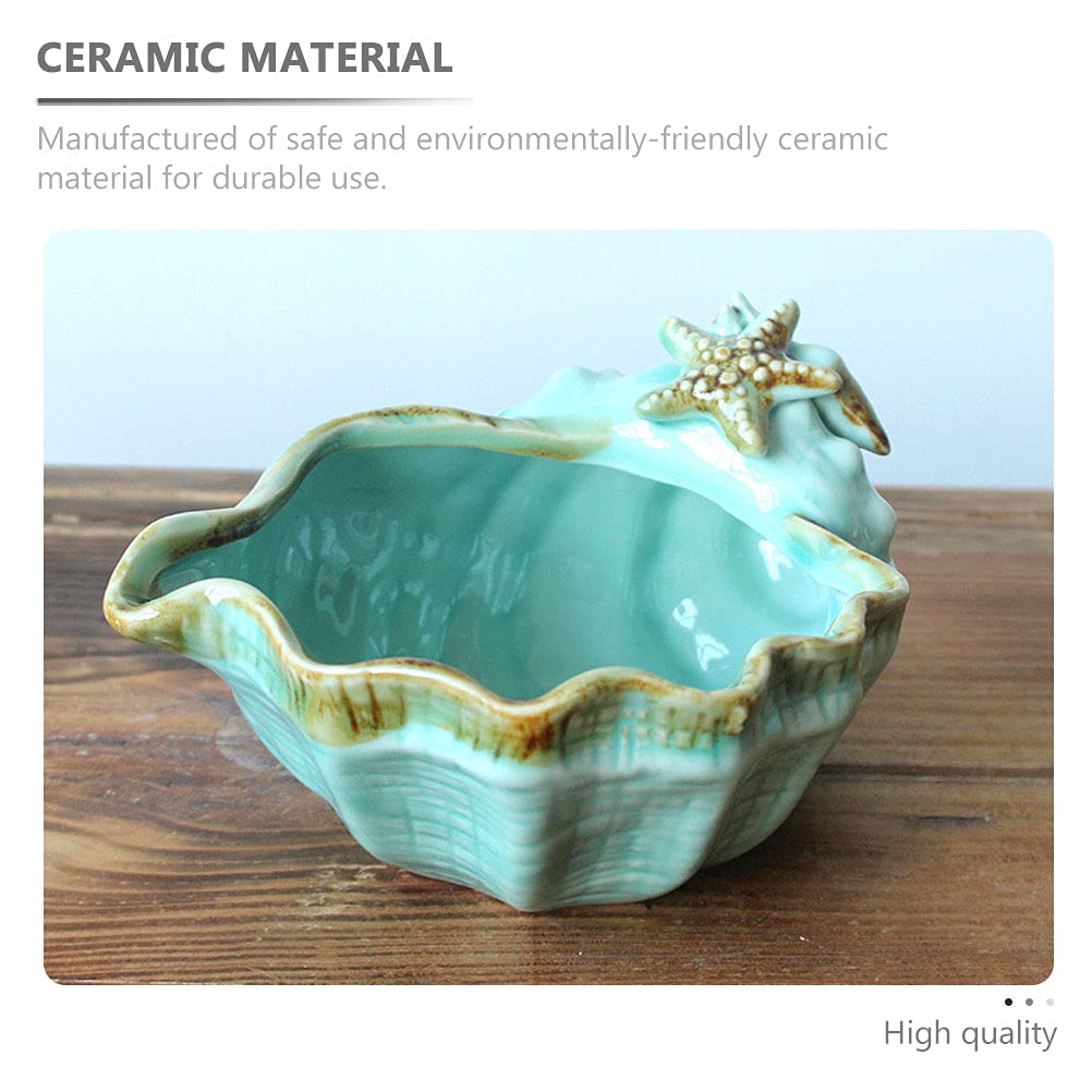 BESPORTBLE Creative Ceramic Conch Pot - Elegant Flower Planter for Indoor Plants, Bonsai, Succulents - Perfect for Home Decor, Office Desk & Gardening Gifts