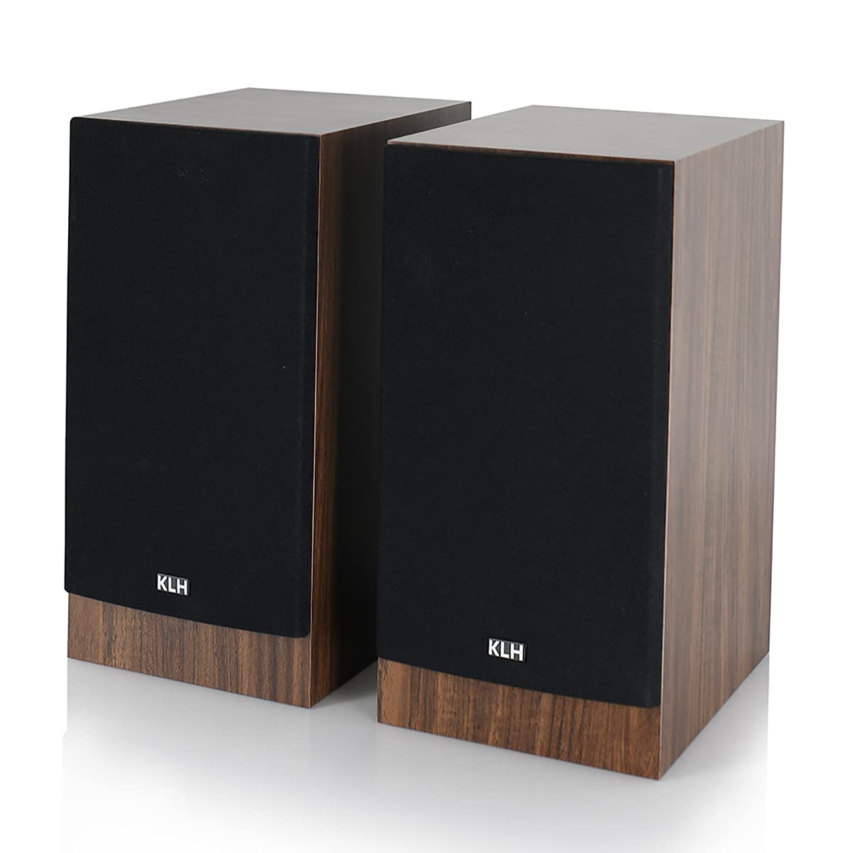 KLH Albany II 2-Way Bookshelf Speakers - Premium Studio Music & High Performance Home Theater | Hi-Res Surround Sound with Deep Bass Port | Detachable Magnetic Grille | European Walnut Finish (Pair) - Ideal for Living Room, Bedroom & Home Office