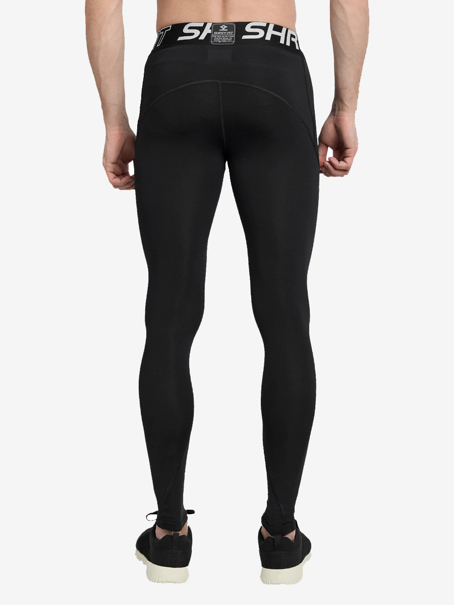 Shrey Intense Compression Long Tights for Women & Men - High Performance Workout Leggings - Moisture Wicking & Breathable Black Tights for Running, Yoga, Gym & Training