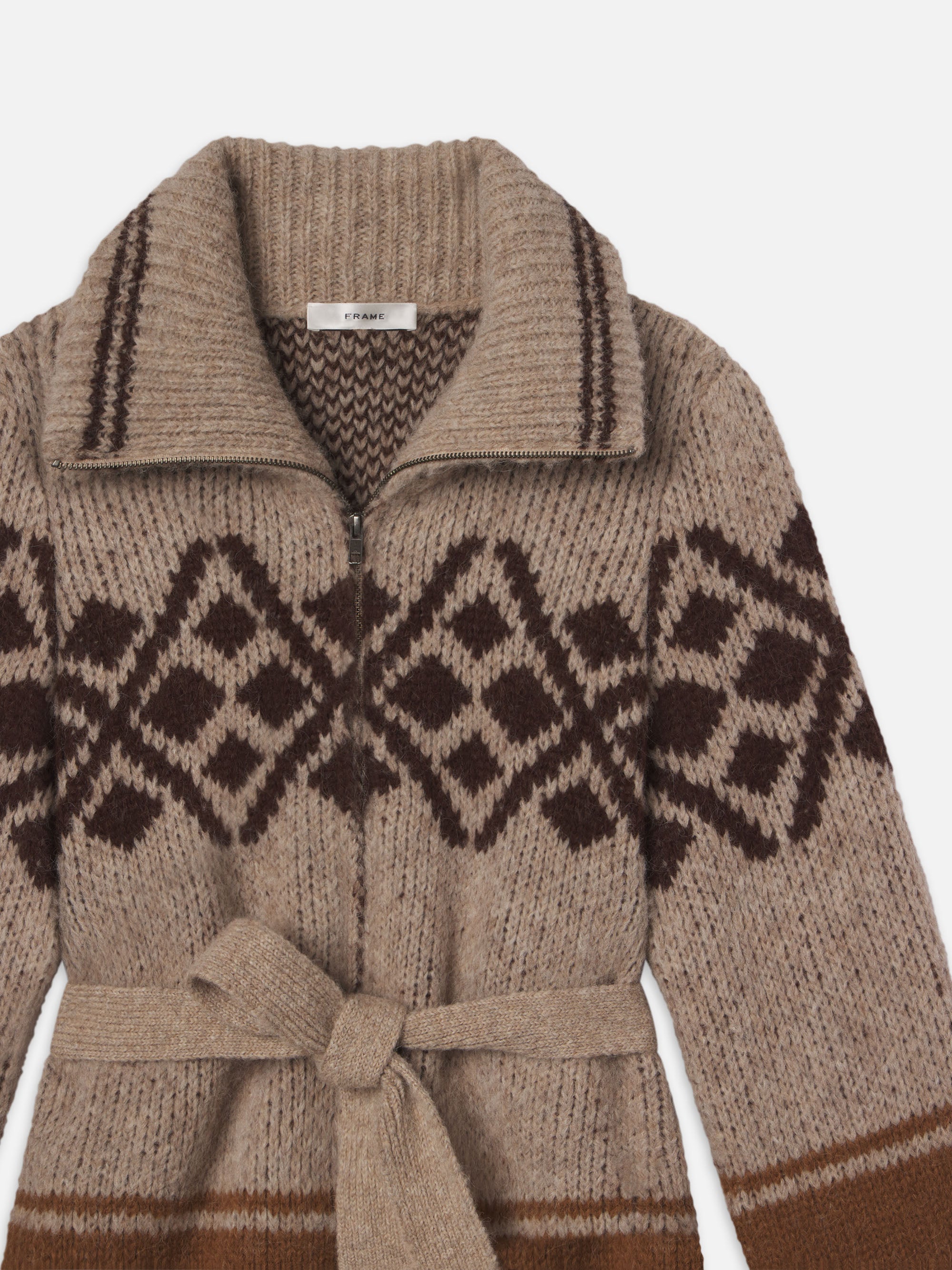 Fair Isle Coatigan - Women's Knitted Cardigan Sweater in Cream Multi Color for Fall & Winter Fashion | Cozy Layering for Casual Outings and Office Wear