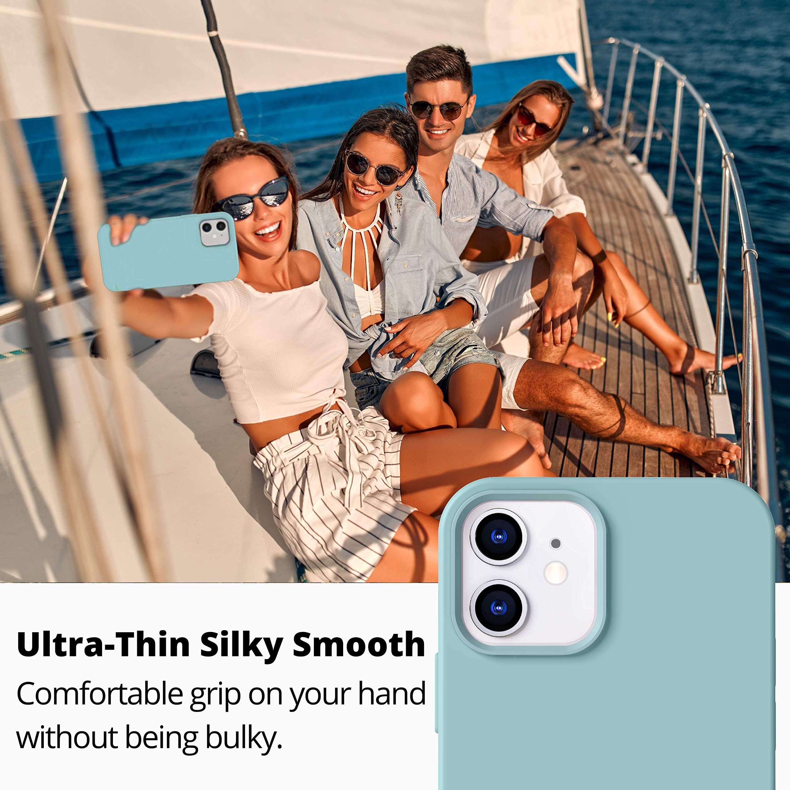 IceSword iPhone 13 Mini Case Mint Green - Slim Shockproof Silicone Cover with Soft Anti-Scratch Microfiber Lining | Protective Phone Case for 5.4 Inch iPhone 13 Mini | Perfect for Everyday Use, Travel & Outdoor Activities