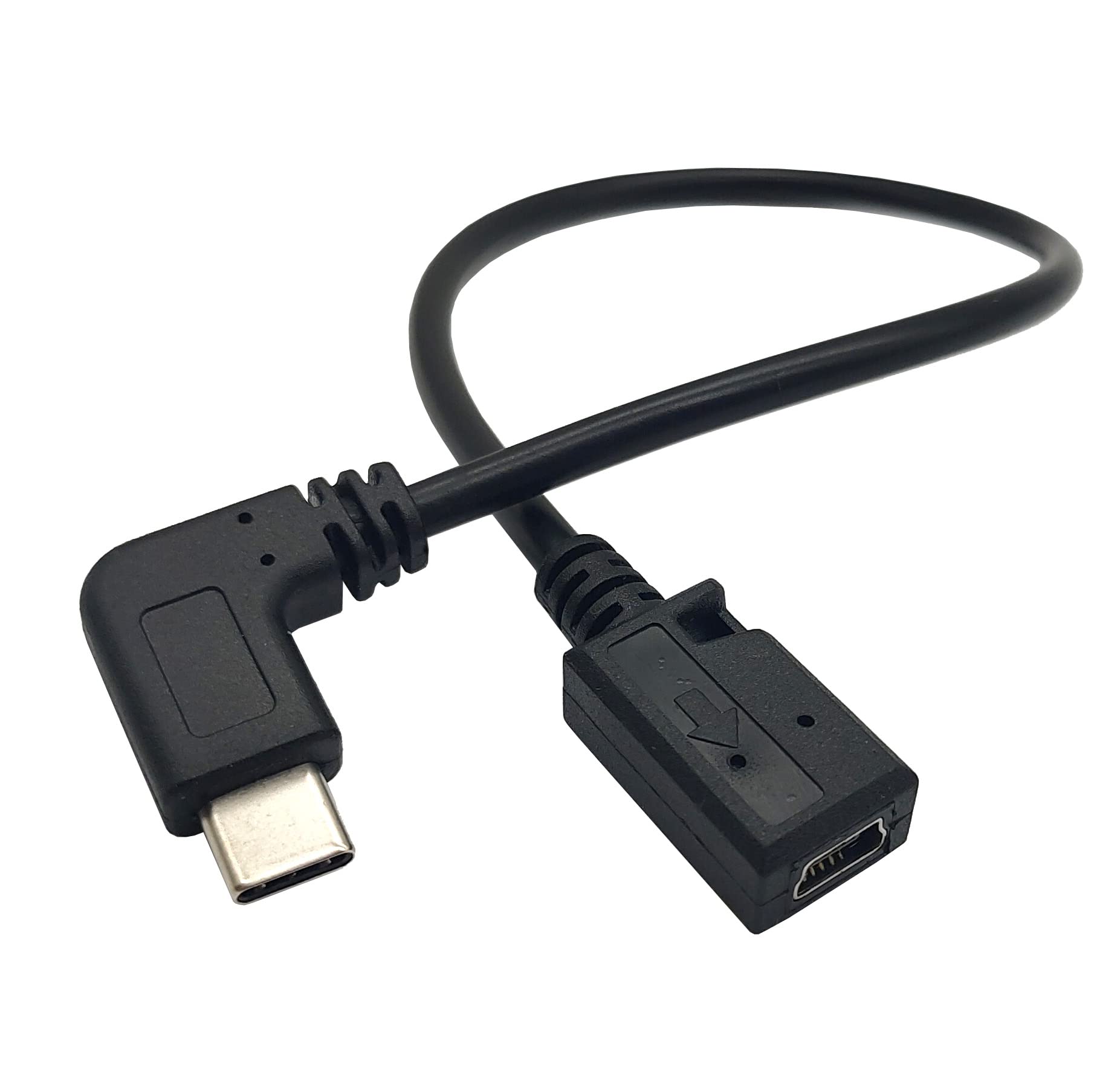 90 Degree USB-C to Mini USB Cable Adapter - USB Type C Male to Mini USB Female Converter for MacBook Pro, Laptop & Android Devices (Charging Only) - Perfect for Travel, Office & Home Charging Stations