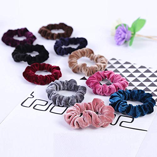12 Pcs Velvet Scrunchies Hair Ties - Soft Elastic Flannelette Hair Bands for Women, No-Slip Hair Ropes in Multicolor | Perfect for Workouts, Yoga, Office & Everyday Styling