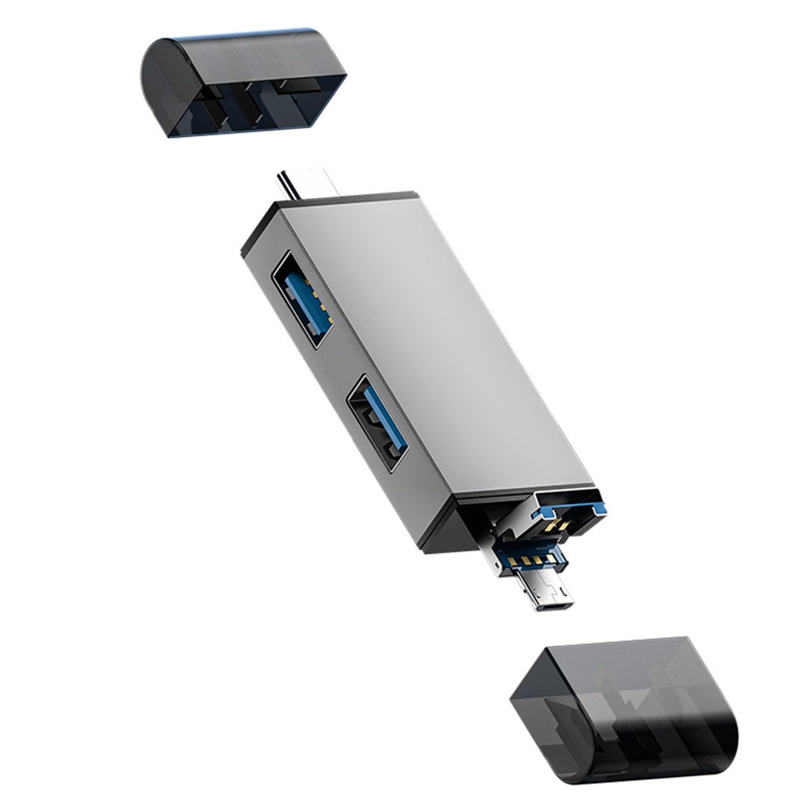 7-in-1 Multi-Port OTG Card Reader Hub - USB 3.0 & USB-C Adapter with Micro USB - Compatible with Laptop, Phone & Tablet - Read SD/TF Cards - Perfect for Travel, Photography & Data Transfer