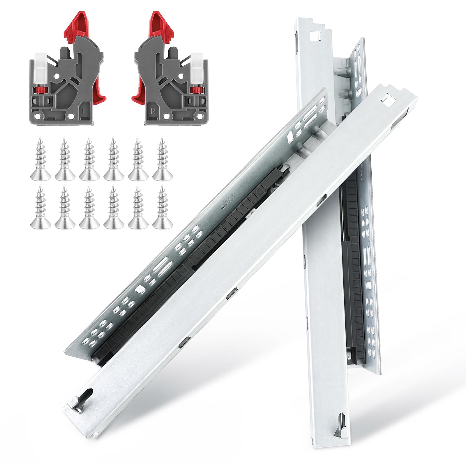 6 Pairs of 24 Inch Undermount Soft Close Drawer Slides - Bottom Mount Full Extension Cabinet Glides for Frameless Cabinets - Perfect for Kitchen, Bathroom & Office Storage Organization