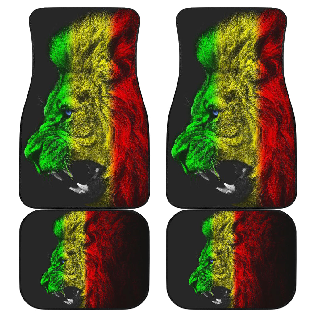Rasta Lion Roaring Car Floor Mats - Waterproof & Non-Slip Custom Fit for Most Vehicles - Perfect Gift for Reggae Fans & Car Enthusiasts (Style 2 211401) - Great for Jeep, SUV, Truck Interior Protection & Style Upgrade