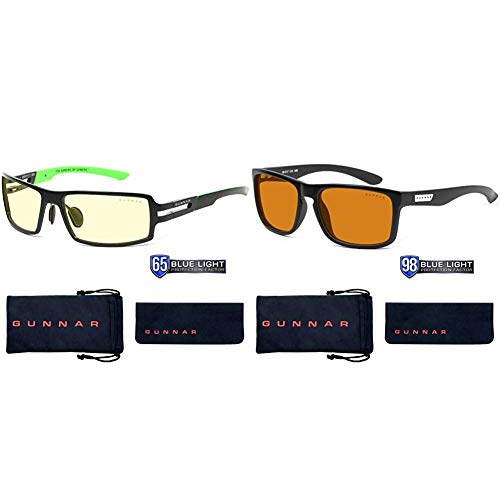 Gunnar Gaming Glasses - Blue Light Blocking Glasses for Gamers & Digital Screens - 65% Blue Light & 100% UV Protection - Razer RPG/Onyx Style - Reduce Eye Strain for Gaming, Work & Screen Time