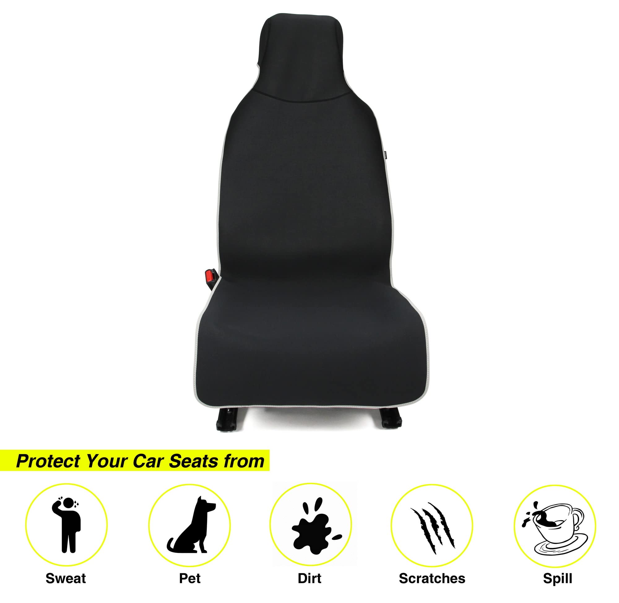 Waterproof Neoprene Car Seat Cover - Universal Fit for Cars, SUVs, Vans & Trucks | Non-Slip, Sweatproof Seat Protector | Compatible with Airbags & Armrests | Front Bucket & Rear Bench Seat Protection | Perfect for Road Trips, Daily Commute & Pet Transport