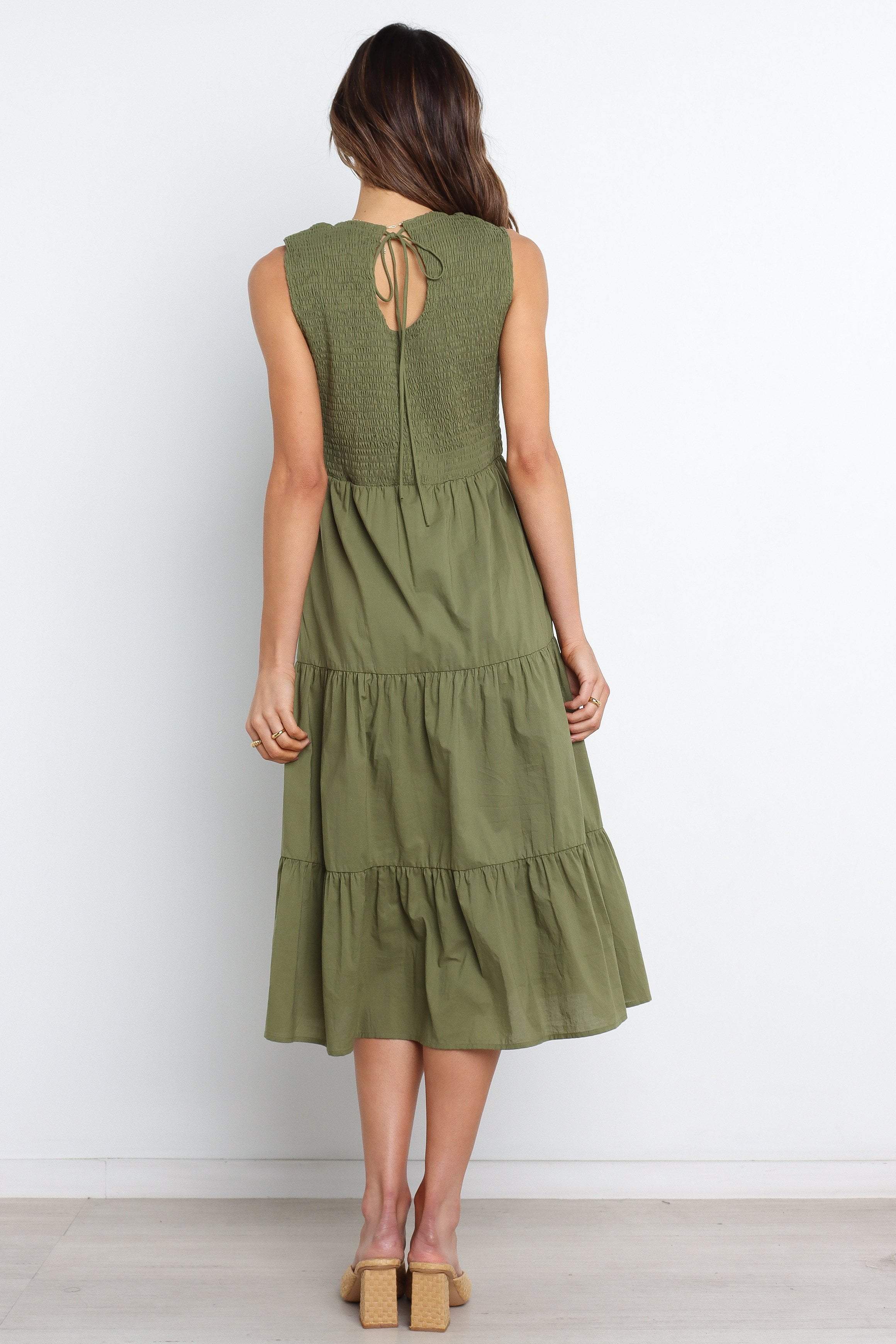 Erhardt Women's Olive Green Casual Dress - Comfortable & Stylish for Everyday Wear, Office, and Outdoor Activities