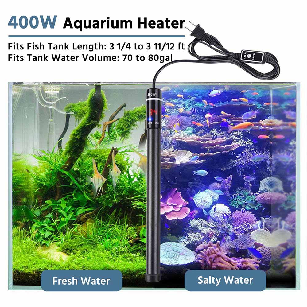 AquaBasik Titanium Aquarium Heater 400W - Submersible Fish Tank Heater for Saltwater & Freshwater Tanks | Perfect for Tropical Fish, Reef Tanks & Aquatic Pets