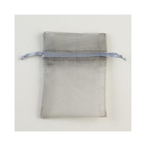 48 Silver/Gray Organza Drawstring Gift Bags 4x5 Inch - Perfect for Wedding Favors, Party Gifts, Jewelry Packaging & Bridal Shower Souvenirs