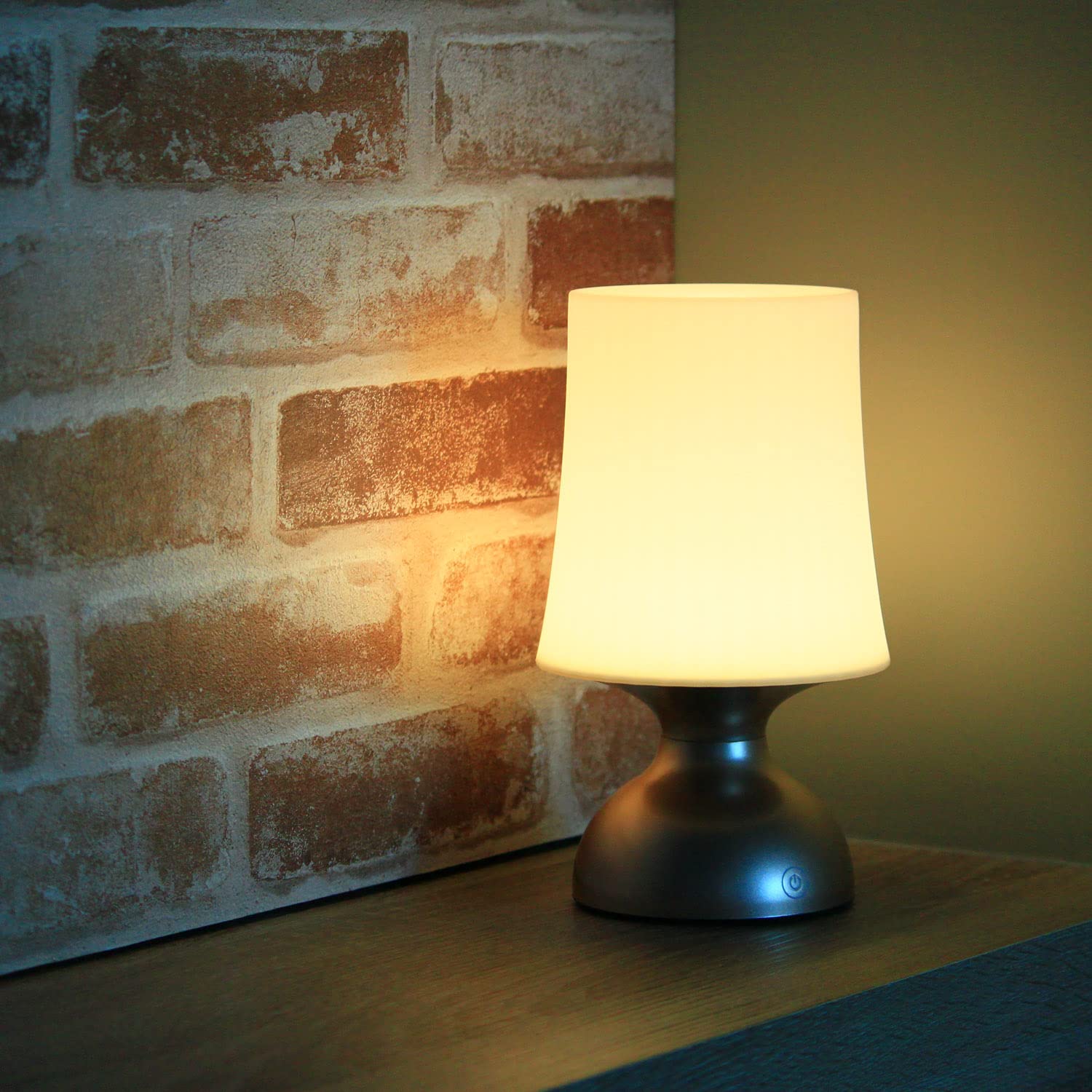 LED Gold & White Battery Powered Night Light - Cordless, 100% Safe Home Decor Minimalist Table Lamp for Bedroom, Nursery, Living Room