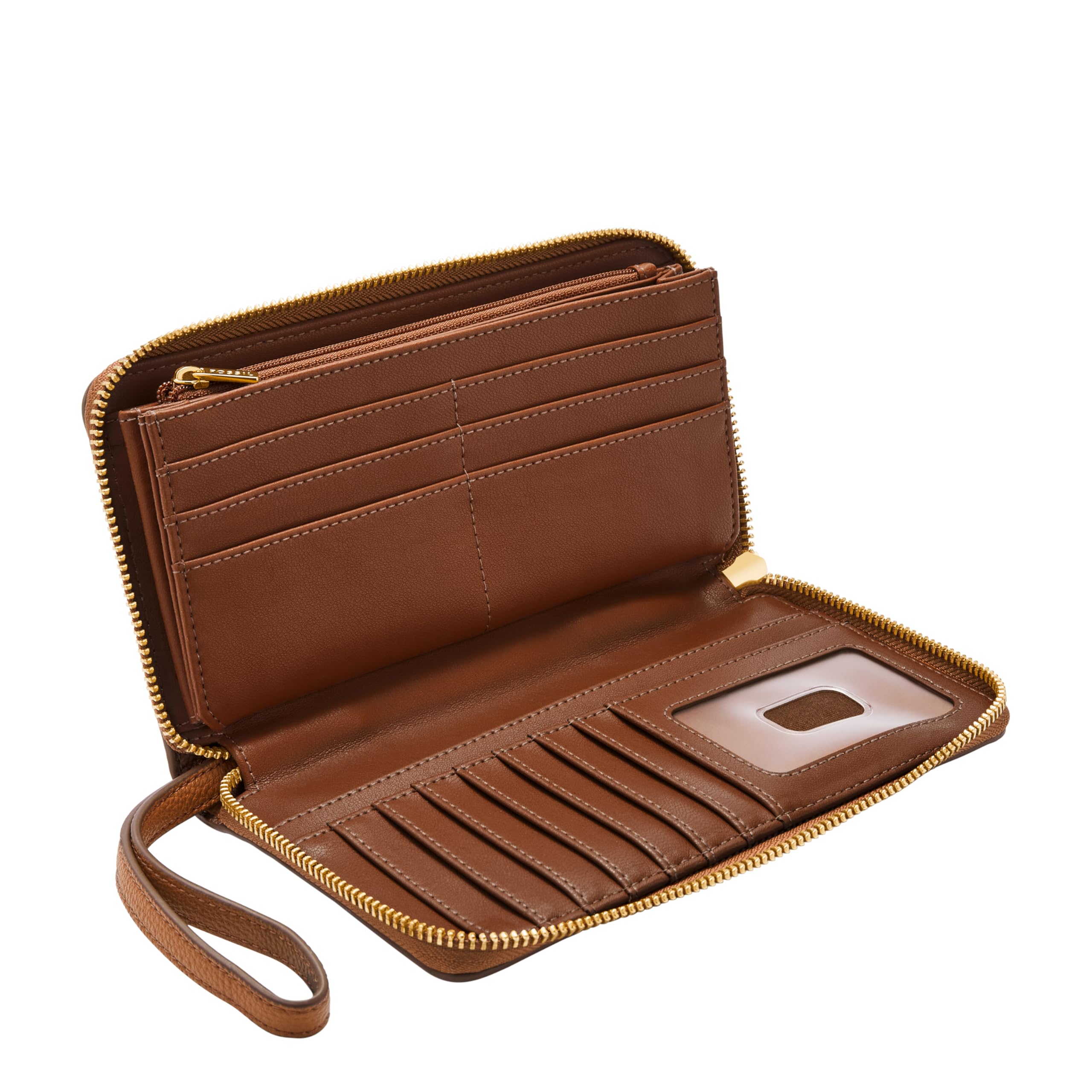 Fossil Women's Liza Genuine Leather Zip-Around Clutch Wallet with Detachable Wristlet Strap - Stylish Crossbody Purse for Everyday Use, Date Night & Travel Accessories