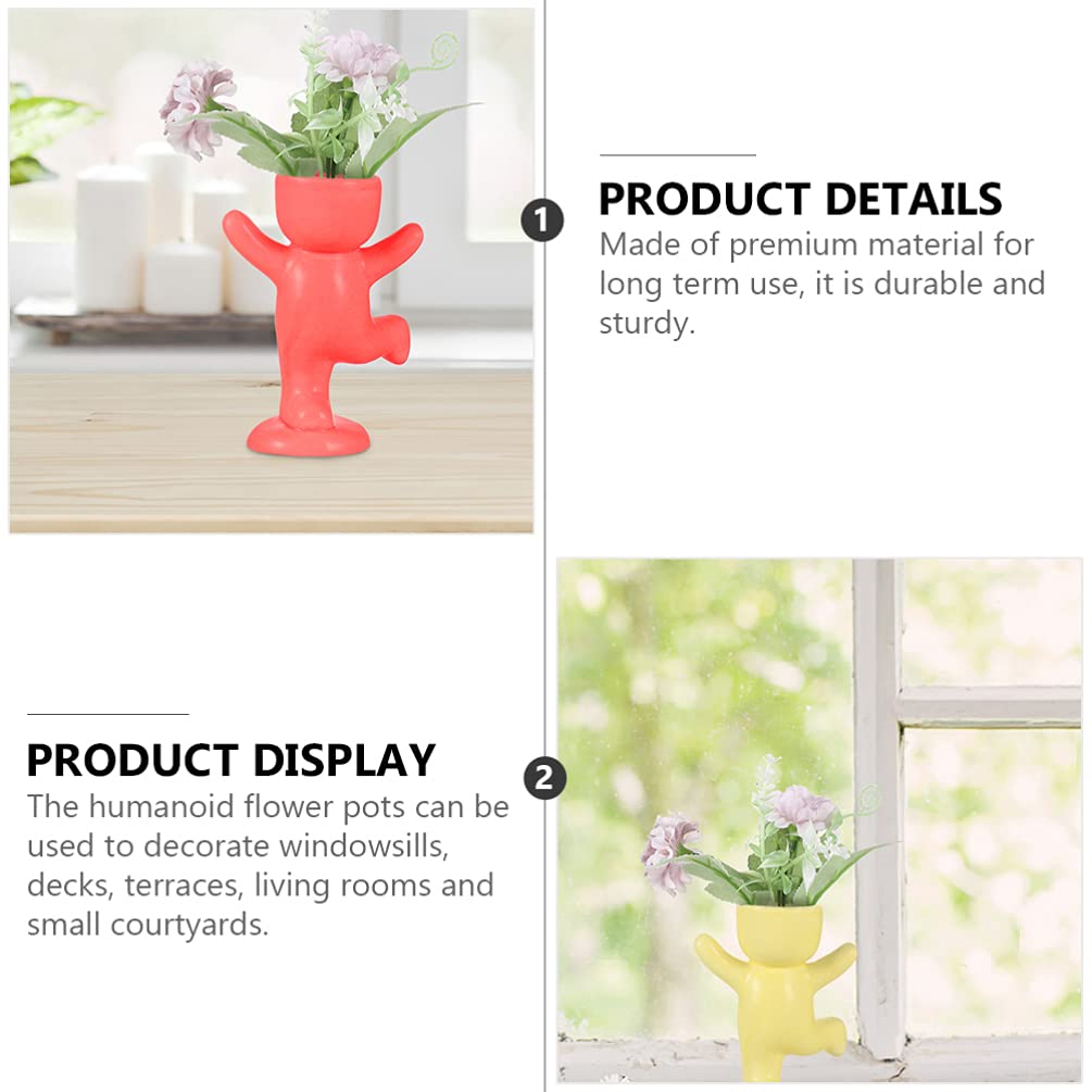 VOSAREA 2 Pack Ceramic Face Succulent Planter - Human Head Shaped Flower Pot for Plants, Cactus & Small Succulents - Home Office Desk Decor, Balcony Garden Sculpture, Unique Gift Idea for Plant Lovers