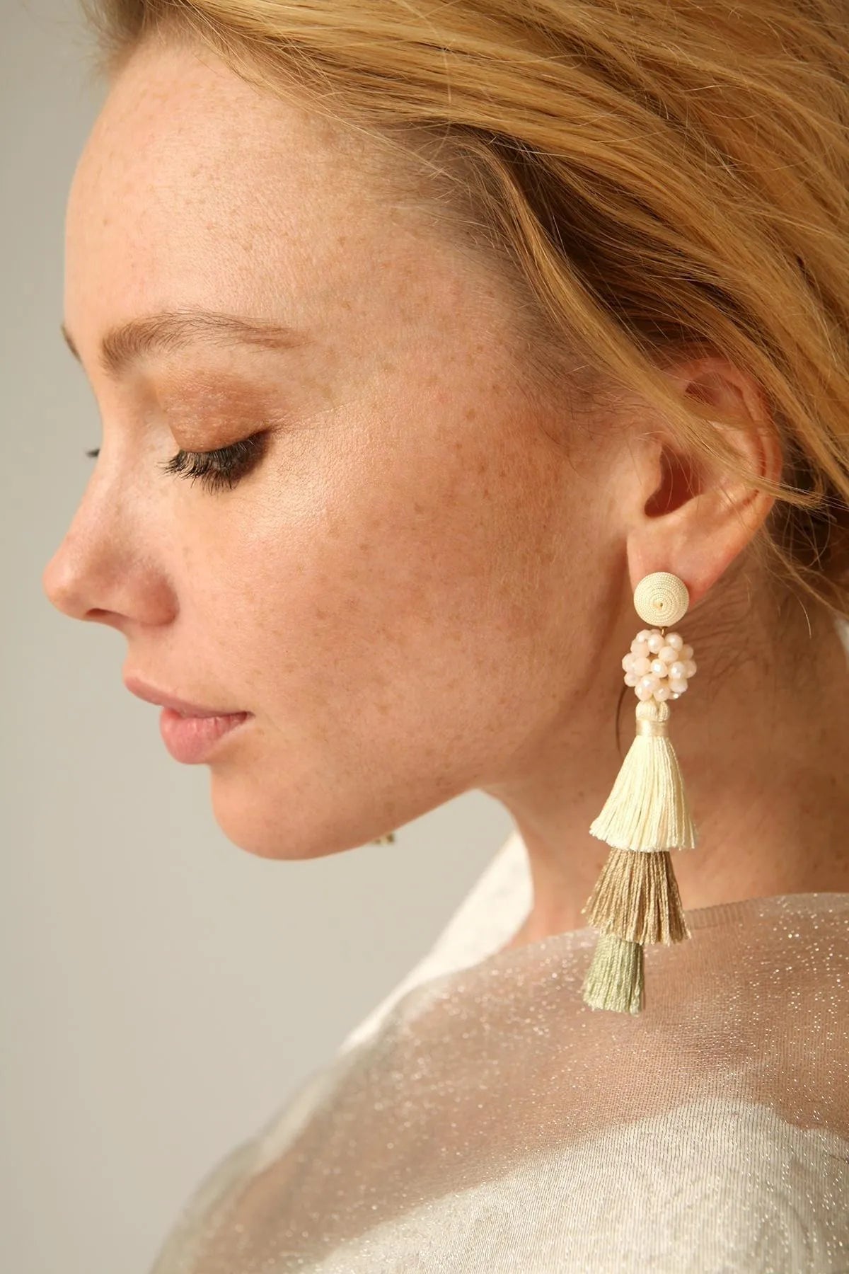 Crystal Cluster Tassel Earrings for Women - Elegant Bohemian Dangle Earrings with Natural Stones - Perfect for Parties, Weddings & Everyday Wear