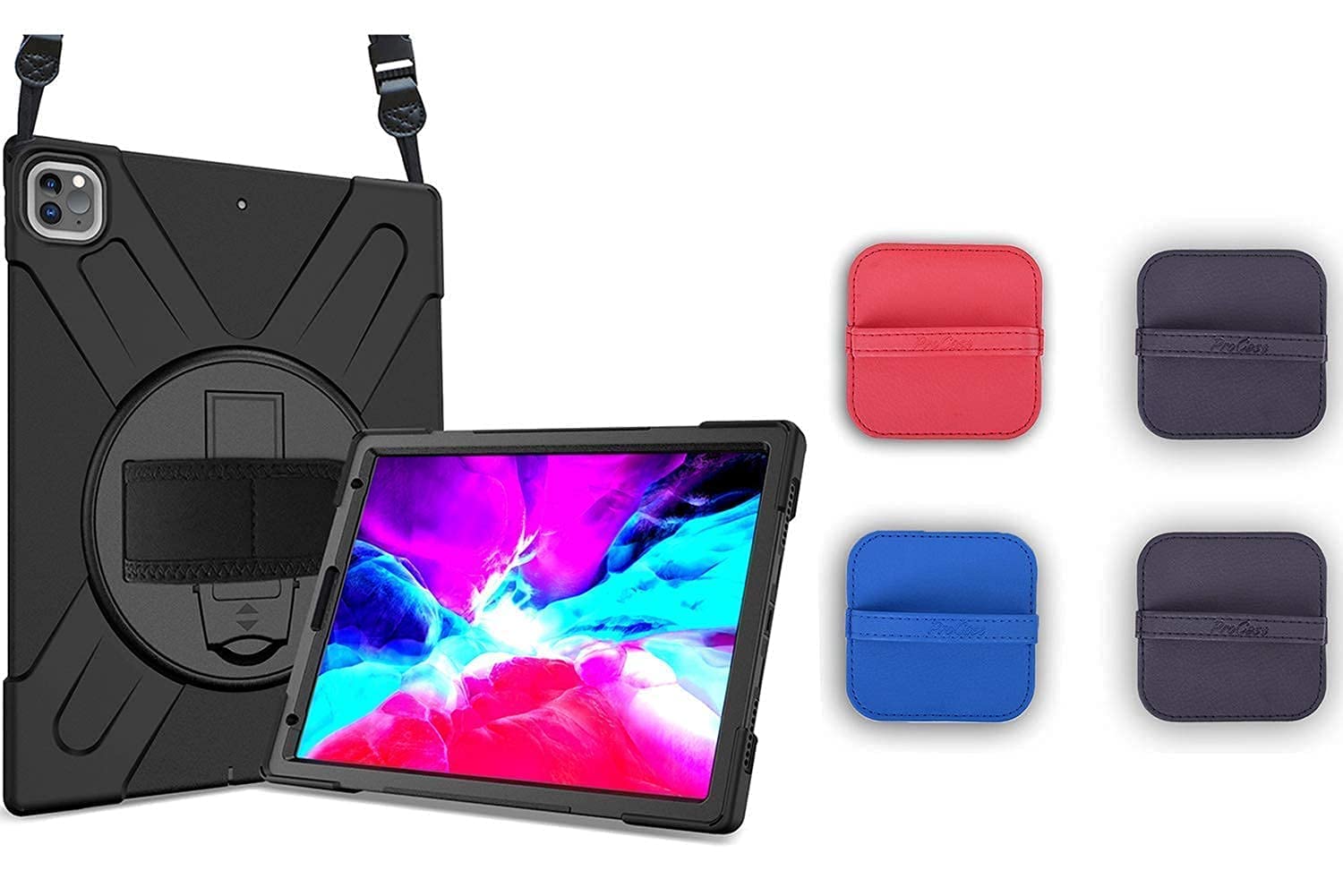 ProCase Rugged Heavy Duty Case for iPad Pro 12.9 (2020 & 2018 Model) with 4-Pack Screen Cleaning Cloths - Shockproof Protective Cover for Work, Travel & Outdoor Use