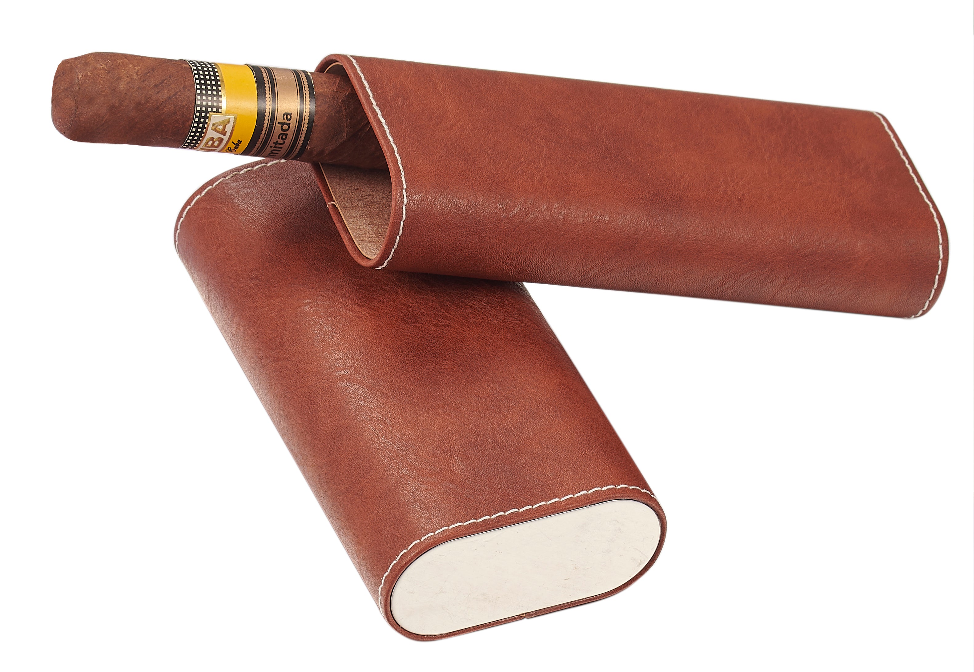 Premium Visol Santa Fe Chocolate Brown Leather Cigar Case with Cedar Lining - Humidor Quality Protection for Cigars | Perfect for Travel, Gifts & Cigar Enthusiasts
