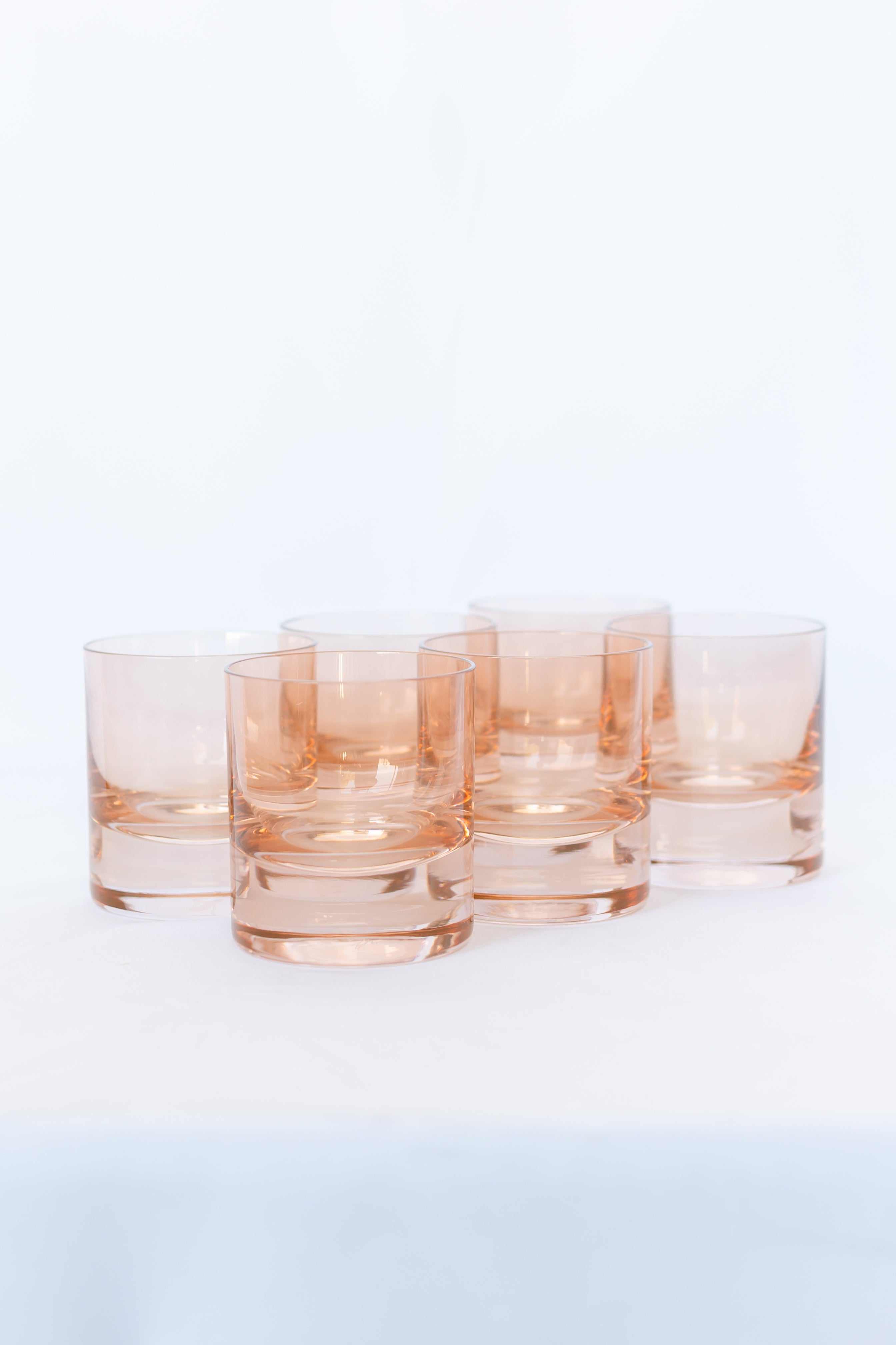 Estelle Colored Rocks Glass Set of 6 - Elegant Blush Pink Drinking Glasses for Cocktails, Whiskey & Iced Tea | Perfect for Home Bar, Dinner Parties & Gifts