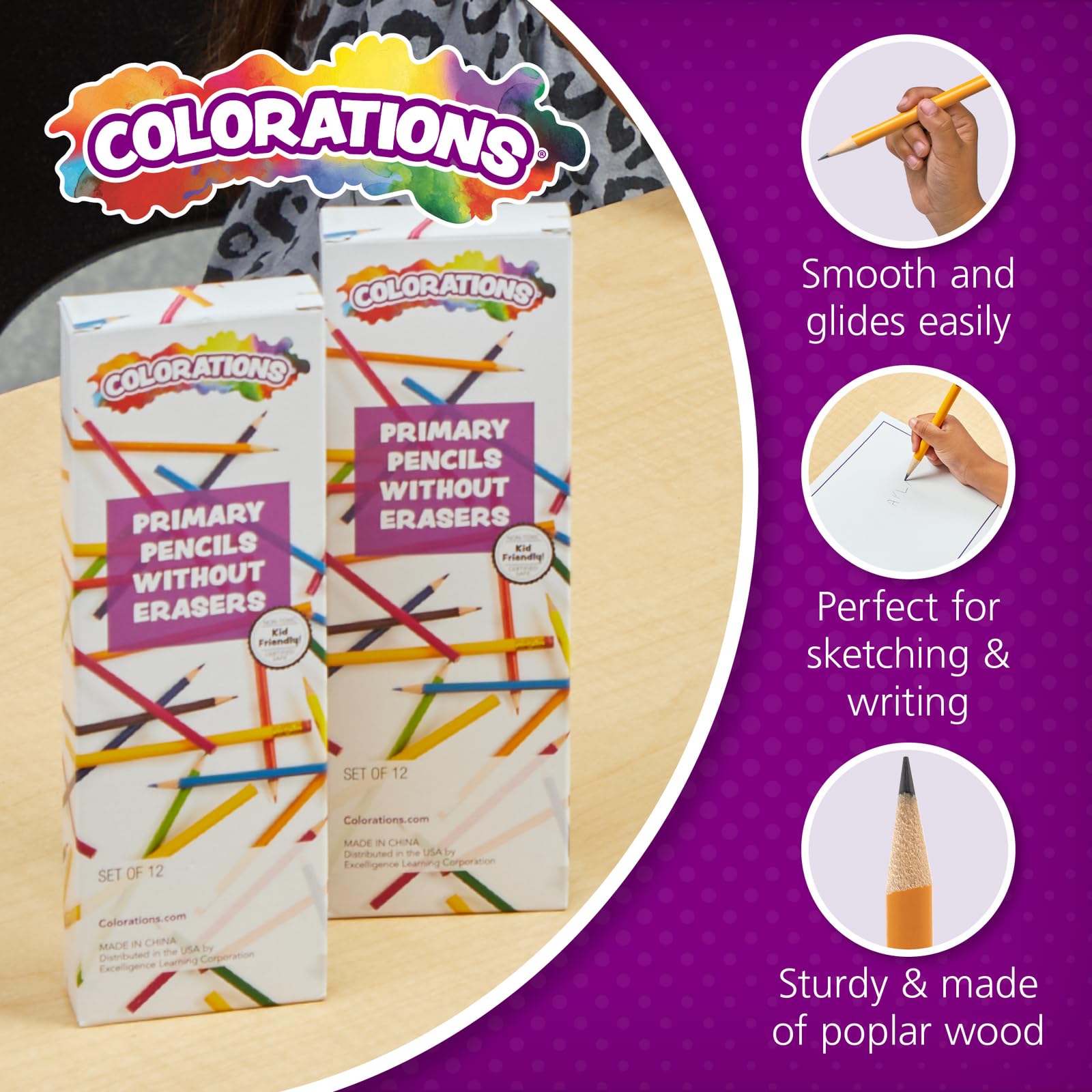 Colorations No.2 Wooden Pencils - 144 Pack of Round Barrel Graphite Pencils for Kids, Non-Toxic School Supplies - Perfect for Classroom, Homework & Art Projects