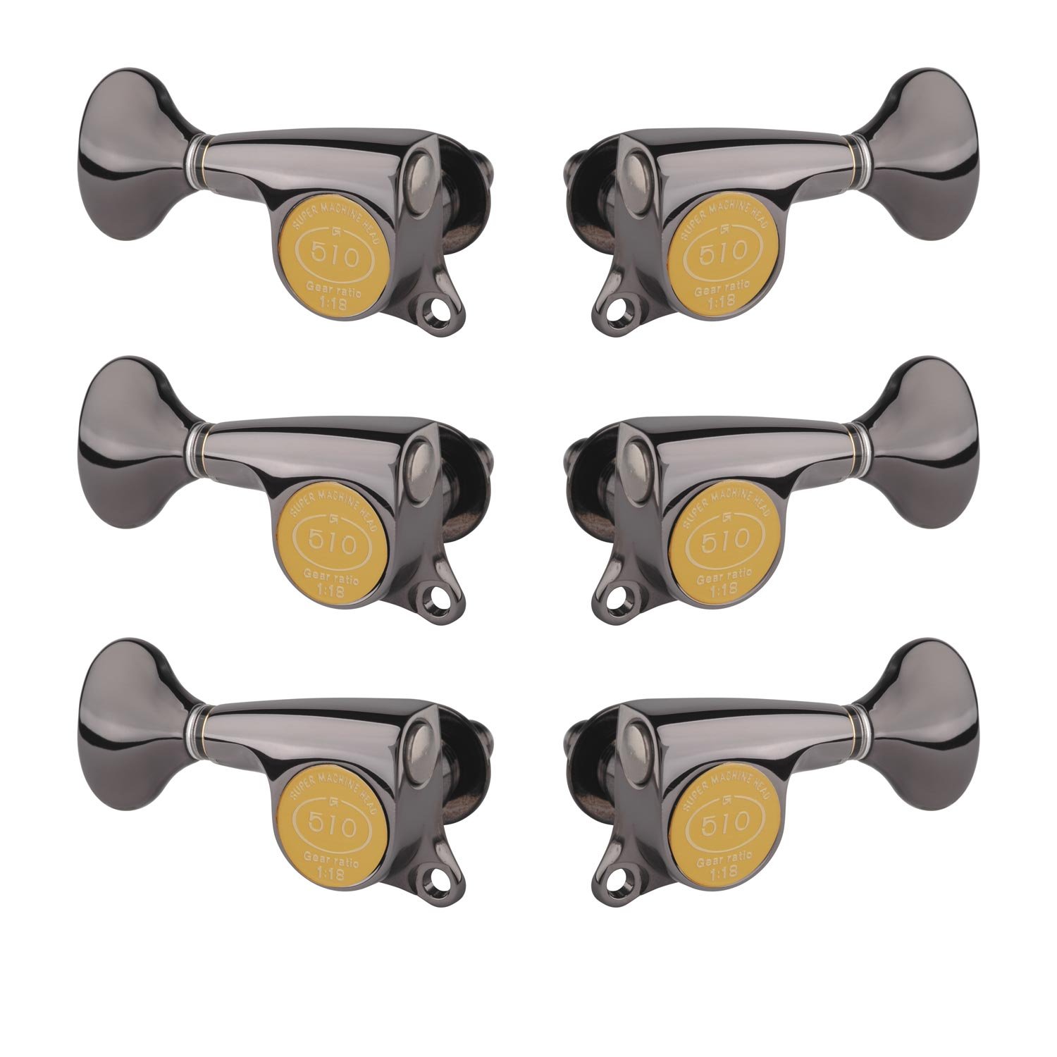 Gotoh Mini 510 3+3 Guitar Tuners with Metal Knobs - Cosmo Black | Premium Guitar Tuning Machines for Electric & Acoustic Guitars | Perfect for Musicians, Performers & Guitar Enthusiasts