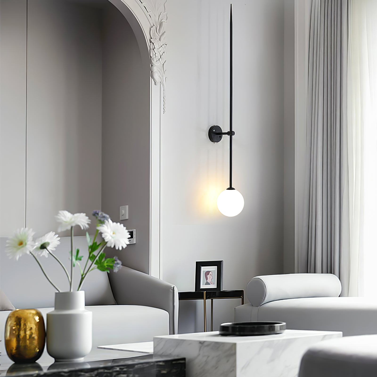 Modern LED Mobile Wall Lamp - Adjustable Bedside Reading Light with USB Charging for Bedroom, Living Room & Office - Perfect for Night Reading, Working & Relaxing