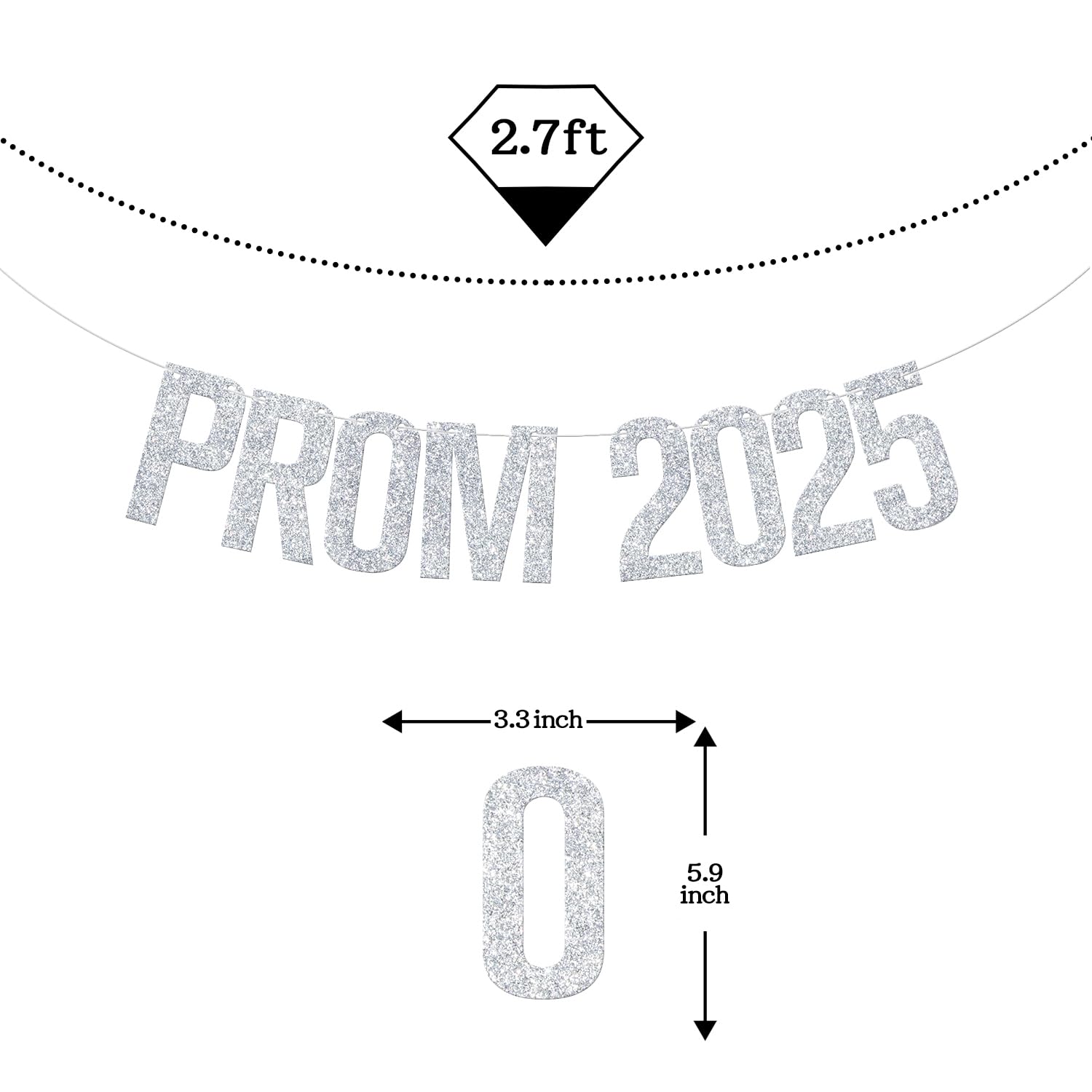 2025 Prom Banner & Graduation Decorations - Silver Glitter Prom Night Party Supplies for Class of 2025 | Perfect for High School Dance, Senior Party & Grad Celebration Decor