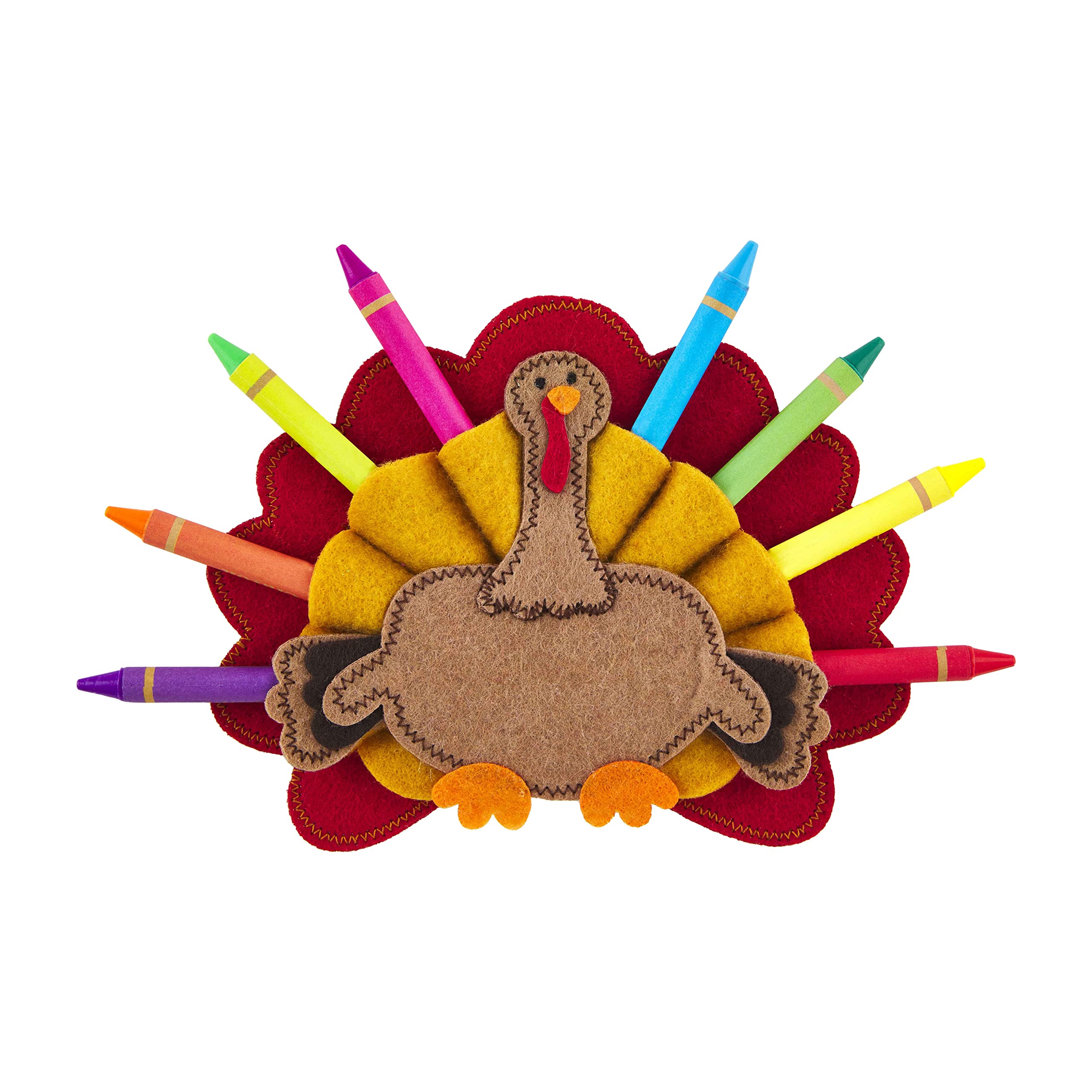 Mud Pie Turkey Crayon Holder - Thanksgiving Classroom Craft Supplies for Kids, Red Crayon Organizer for Holiday Art Projects & School Activities